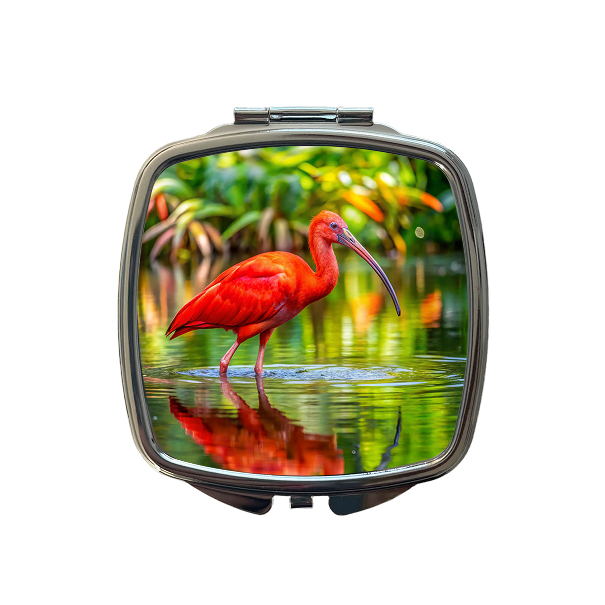 Scarlet Red Ibis Tropical Bird Small Travel Purse Handbag Pocket Makeup Compact Mirror