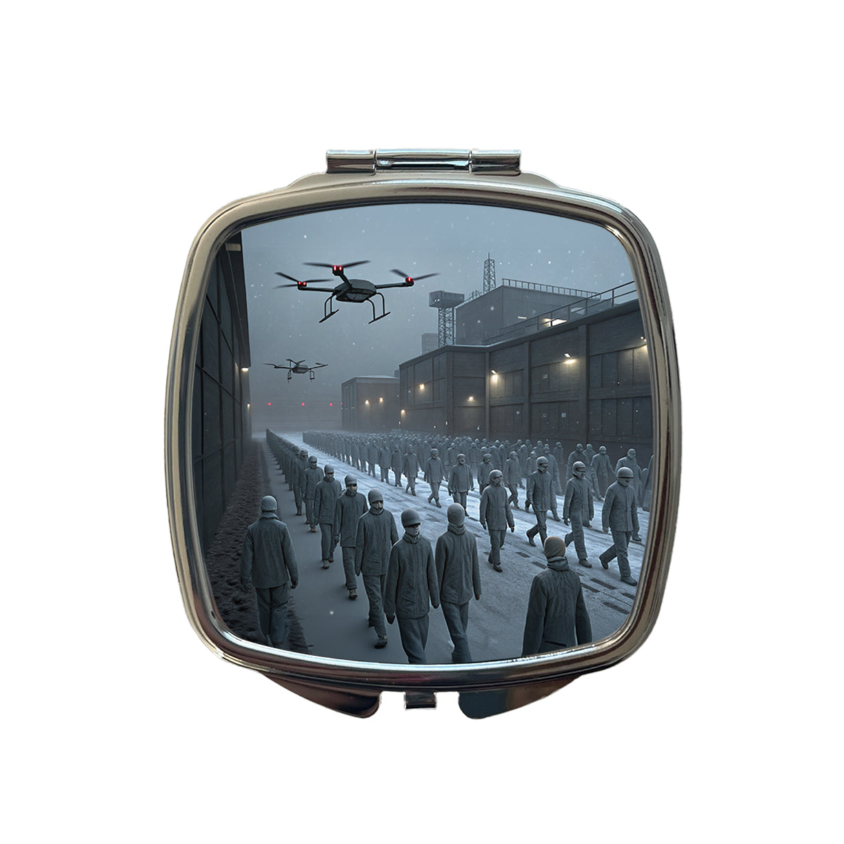 Sci-fi Futuristic Dystopian Society of Mindless Drones Small Travel Purse Handbag Pocket Makeup Compact Mirror