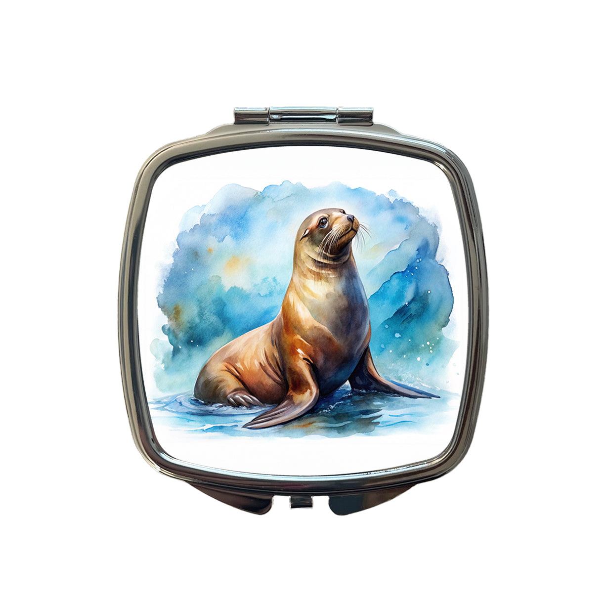 Sea Lion Watercolor Small Travel Purse Handbag Pocket Makeup Compact Mirror
