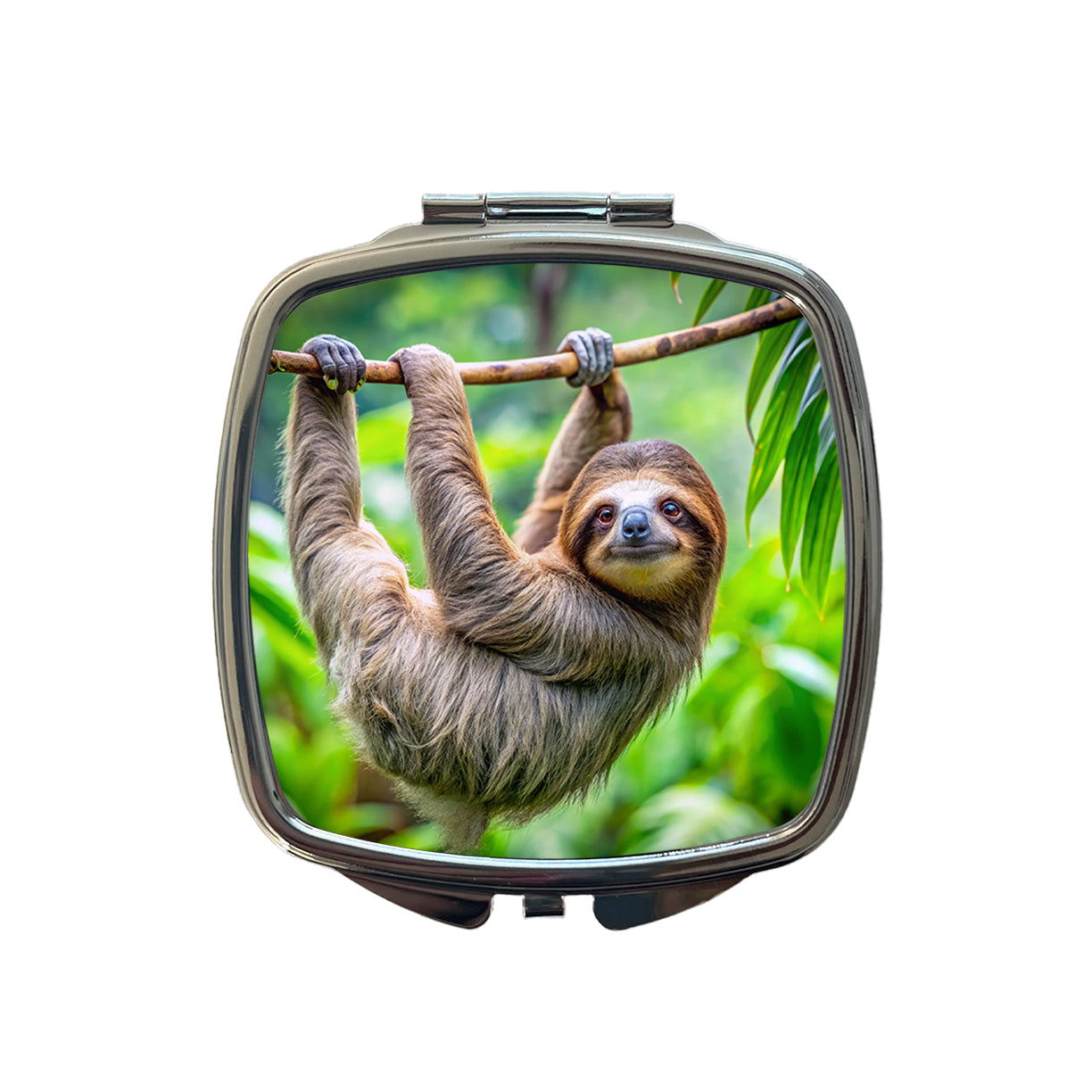Sloth Hanging From Branch Small Travel Purse Handbag Pocket Makeup Compact Mirror