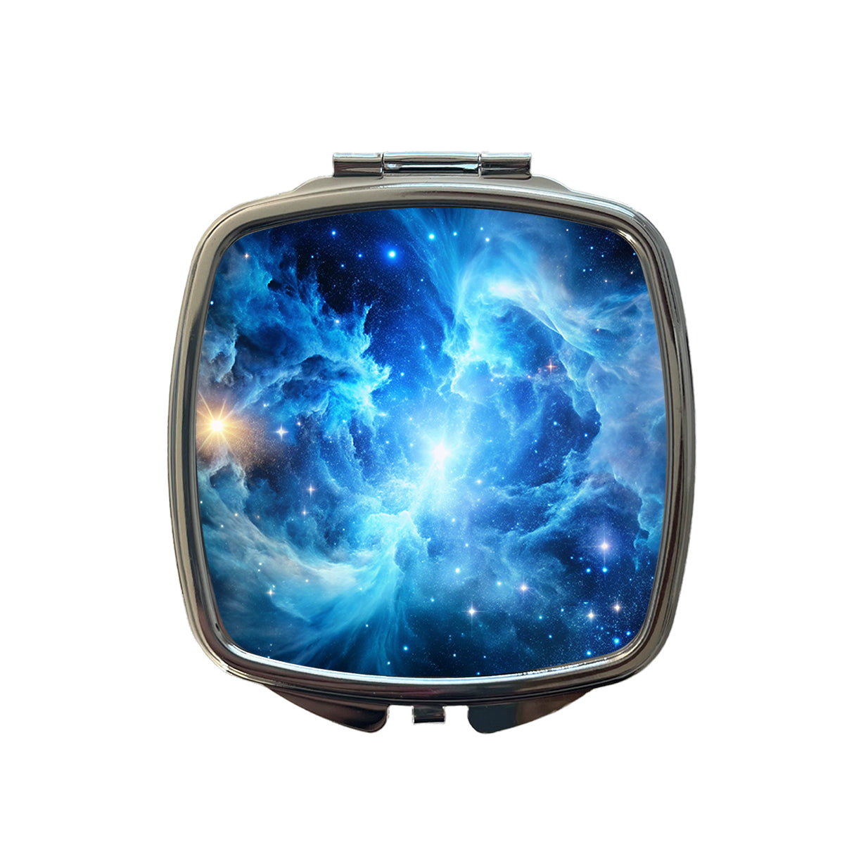 Space Galaxy Nebula Blue White Small Travel Purse Handbag Pocket Makeup Compact Mirror