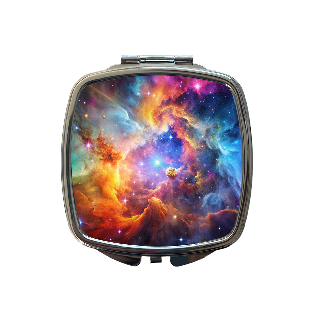 Space Galaxy Nebula Colorful Rainbow Small Travel Purse Handbag Pocket Makeup Compact Mirror