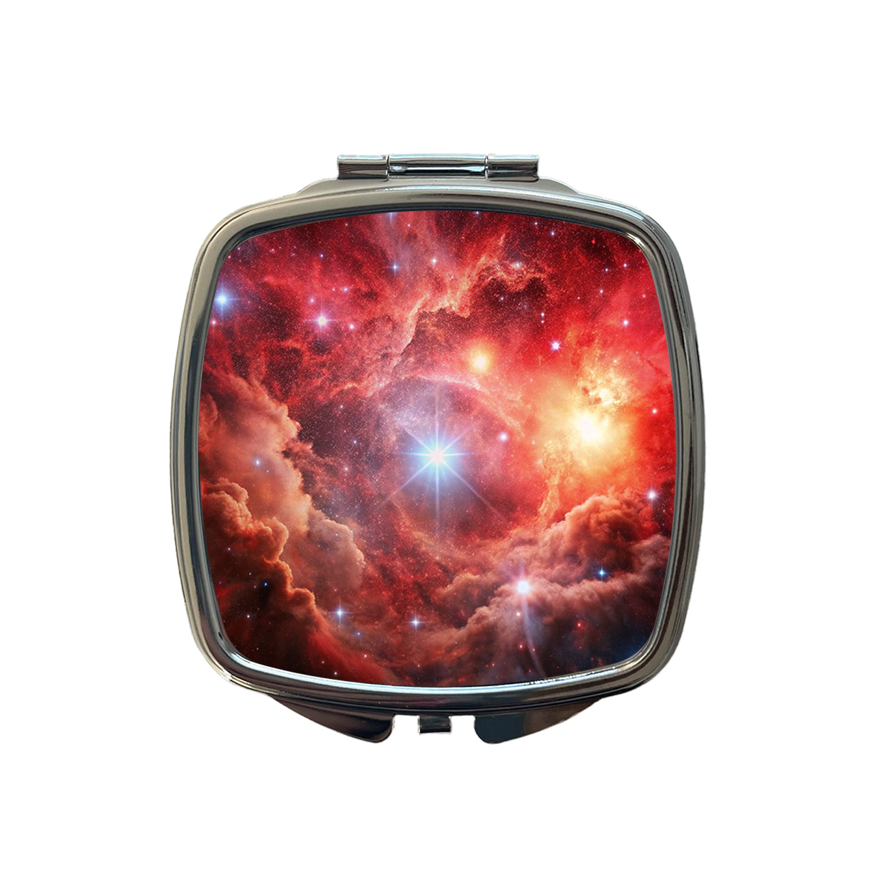 Space Galaxy Nebula Red Small Travel Purse Handbag Pocket Makeup Compact Mirror