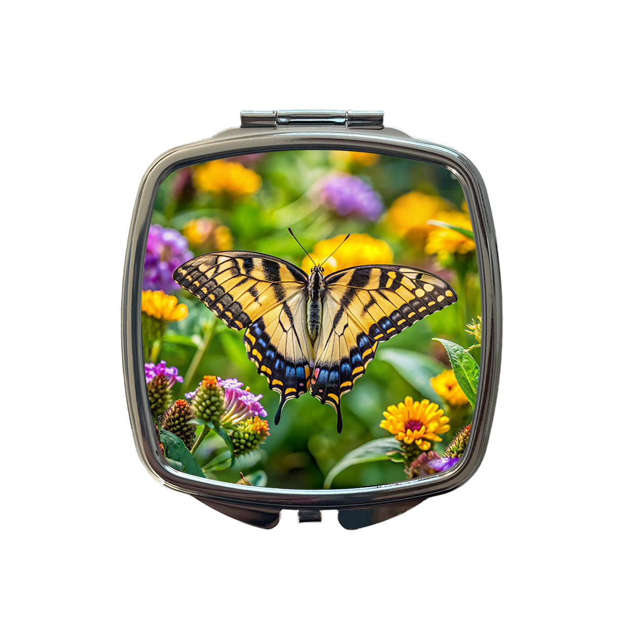 Tiger Swallowtail Butterfly Small Travel Purse Handbag Pocket Makeup Compact Mirror