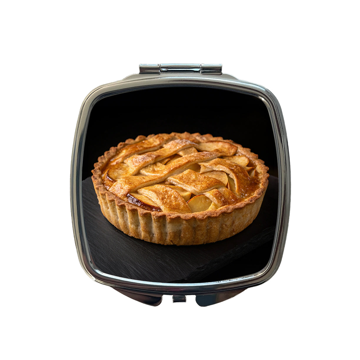 Traditional Lattice Crust Apple Pie Small Travel Purse Handbag Pocket Makeup Compact Mirror
