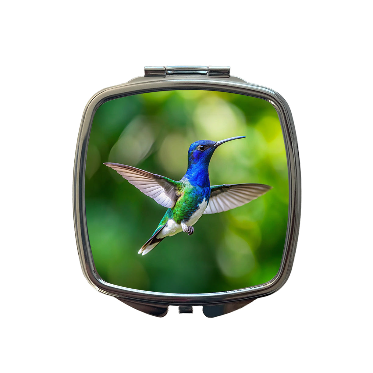 White Necked Jacobin Hummingbird Backyard Bird Small Travel Purse Handbag Pocket Makeup Compact Mirror