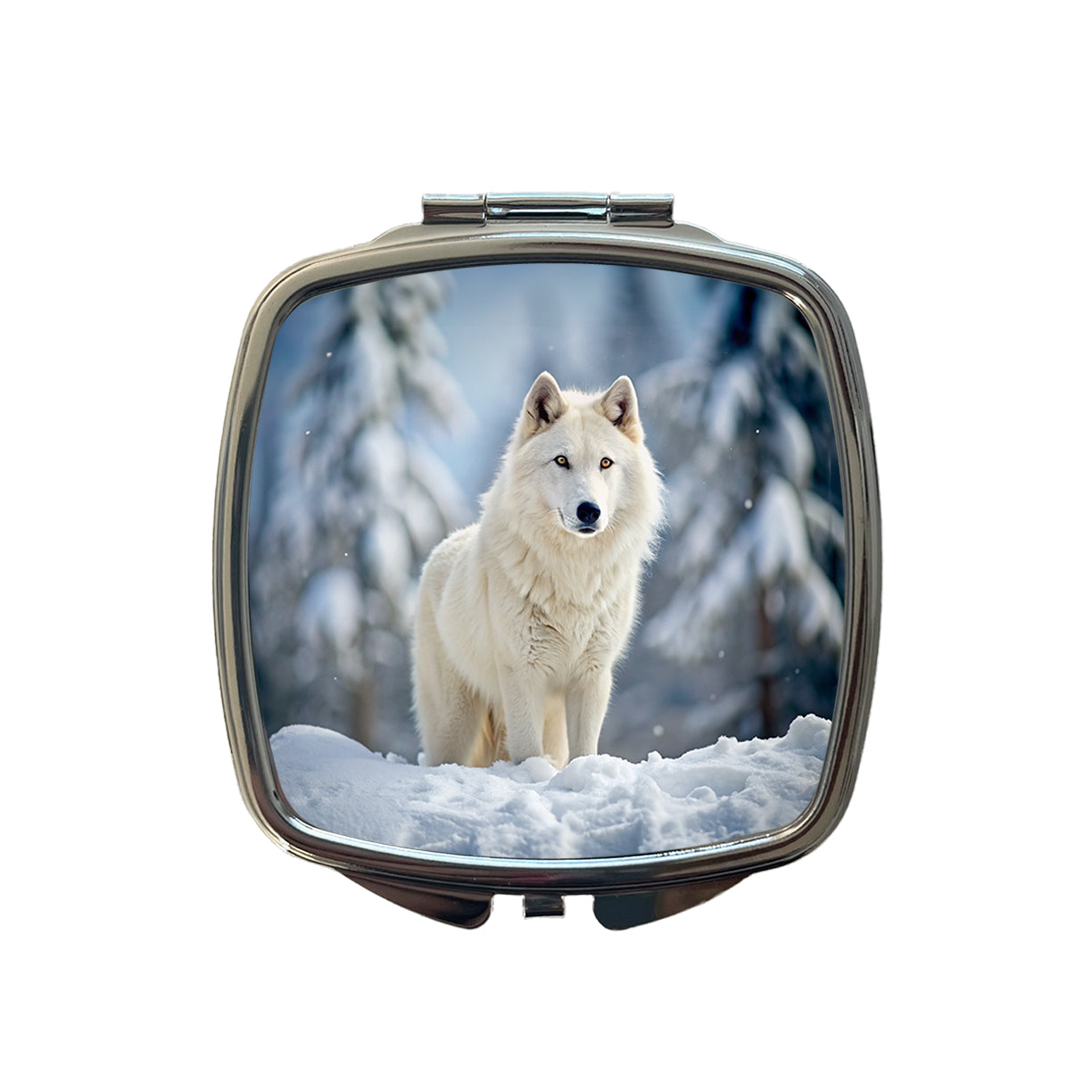 White Wolf In The Snow Small Travel Purse Handbag Pocket Makeup Compact Mirror