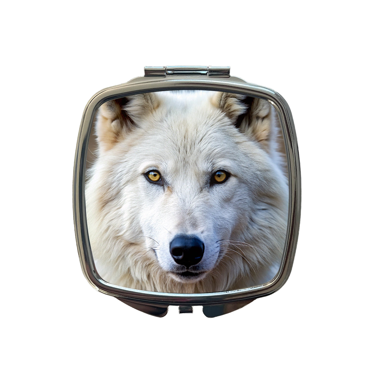 White Wolf Small Travel Purse Handbag Pocket Makeup Compact Mirror