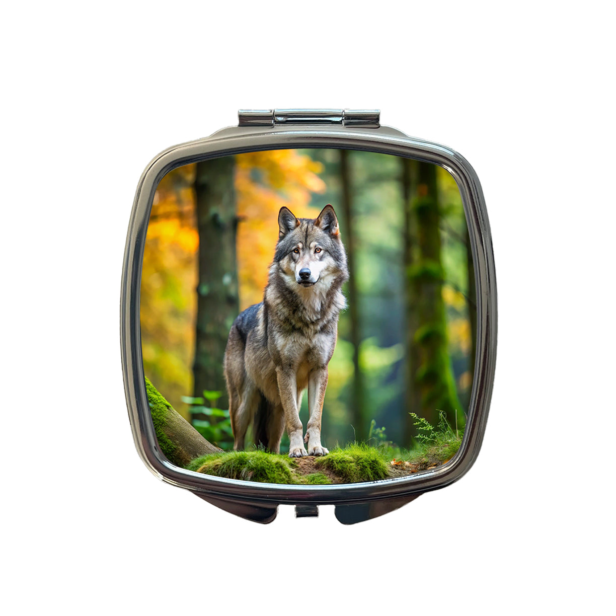 Wolf In The Forest Small Travel Purse Handbag Pocket Makeup Compact Mirror