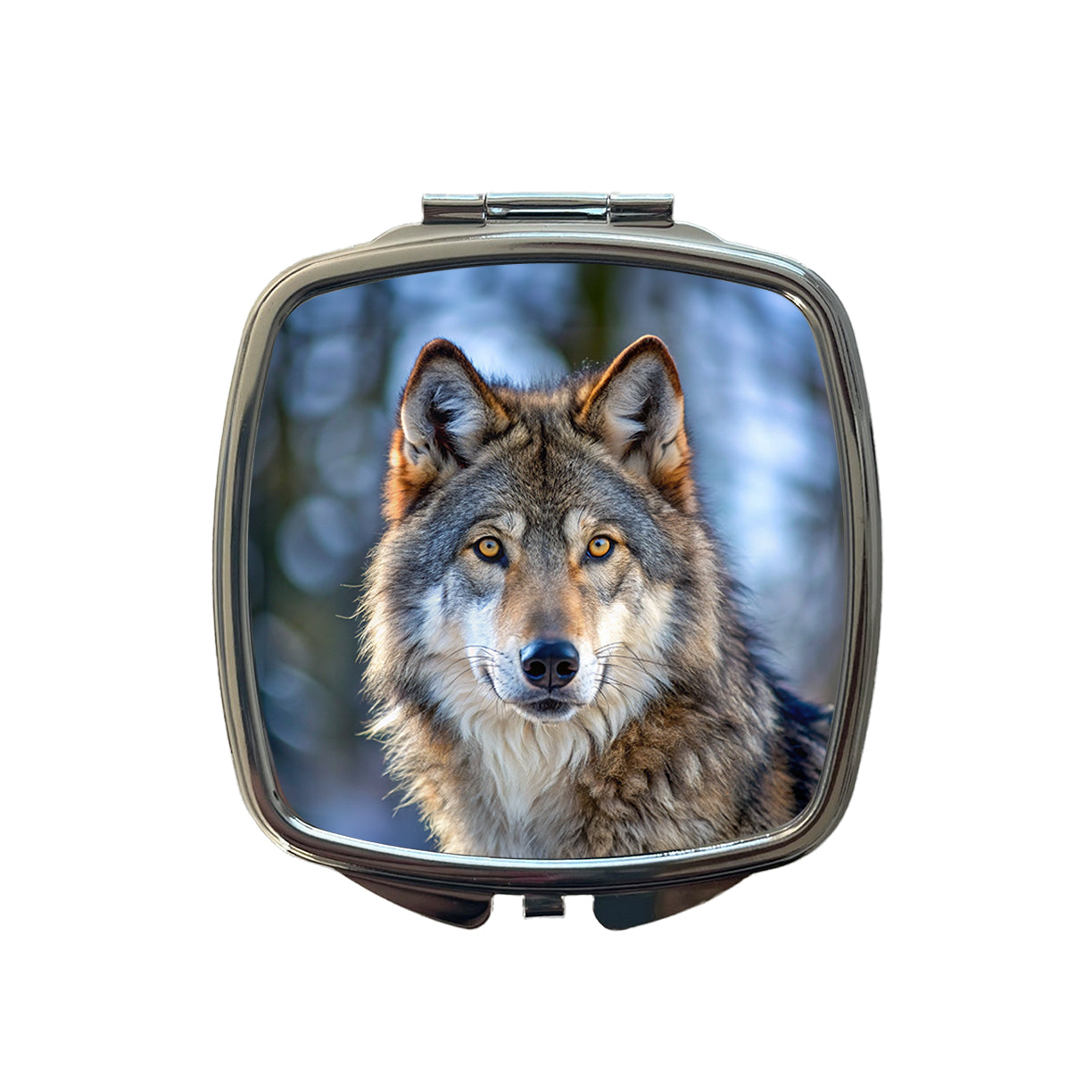 Wolf Small Travel Purse Handbag Pocket Makeup Compact Mirror