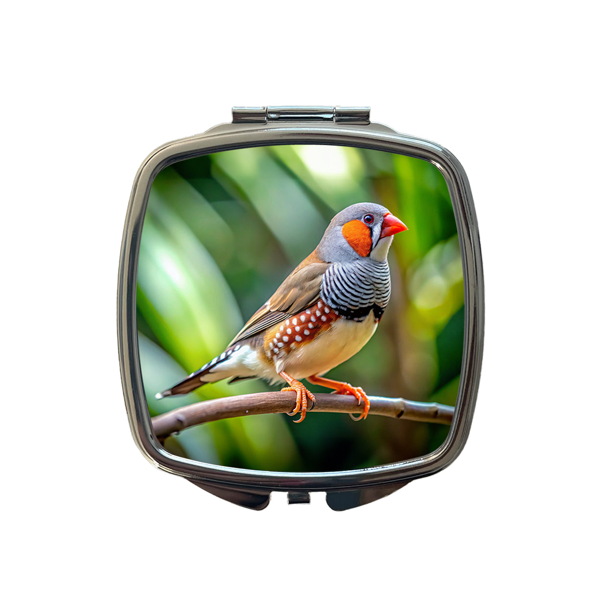 Zebra Finch Backyard Bird Small Travel Purse Handbag Pocket Makeup Compact Mirror