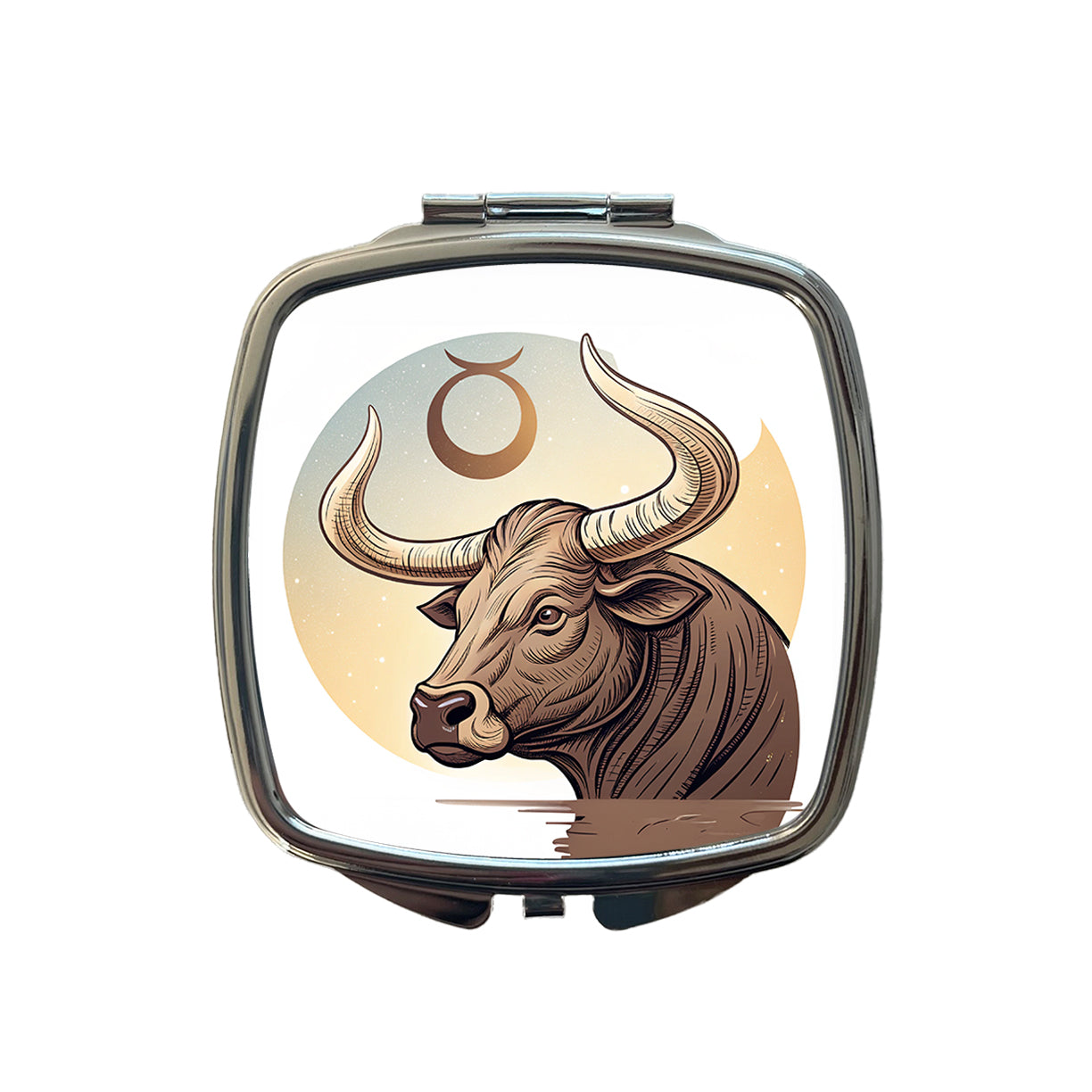 Zodiac Horoscope Symbol Taurus Bull Small Travel Purse Handbag Pocket Makeup Compact Mirror