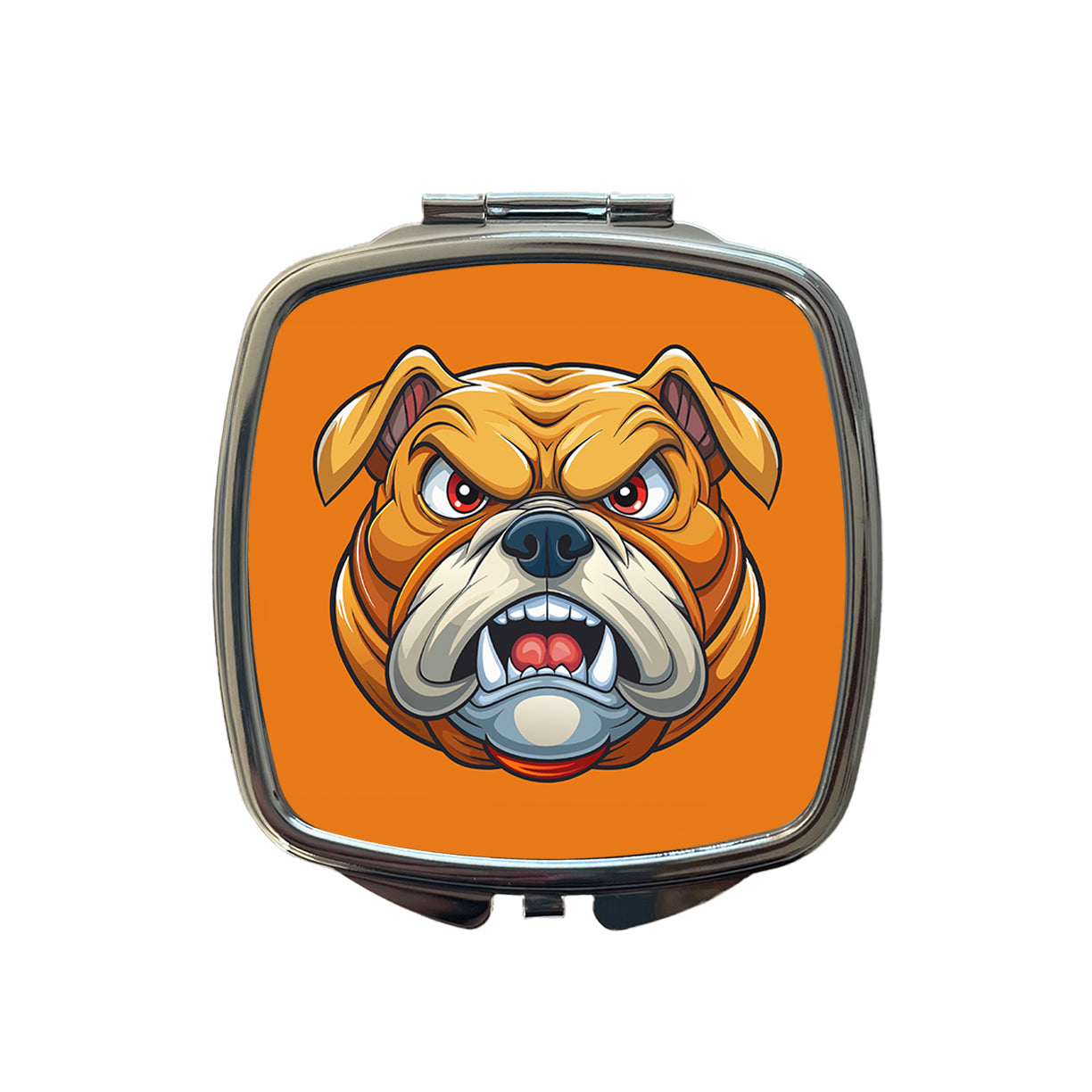 Angry Bulldog Face School Mascot Cartoon Small Travel Purse Handbag Pocket Makeup Compact Mirror