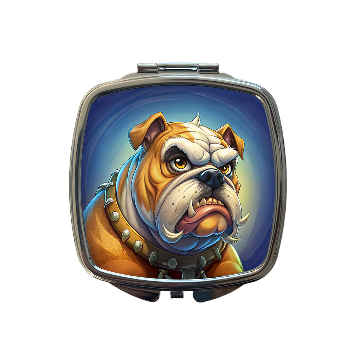 Angry Mad Bulldog Face School Mascot Small Travel Purse Handbag Pocket Makeup Compact Mirror