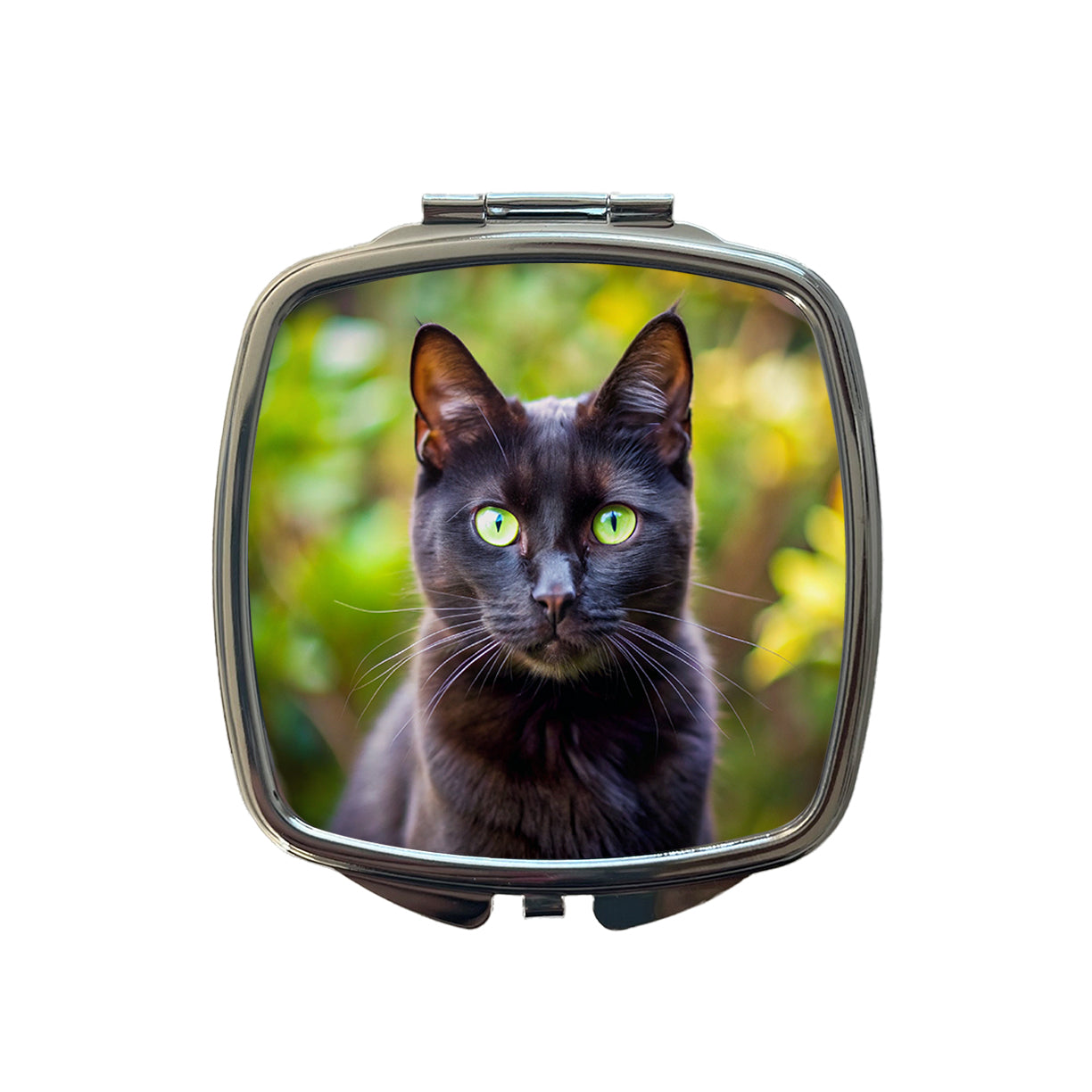 Black Cat Photo Small Travel Purse Handbag Pocket Makeup Compact Mirror