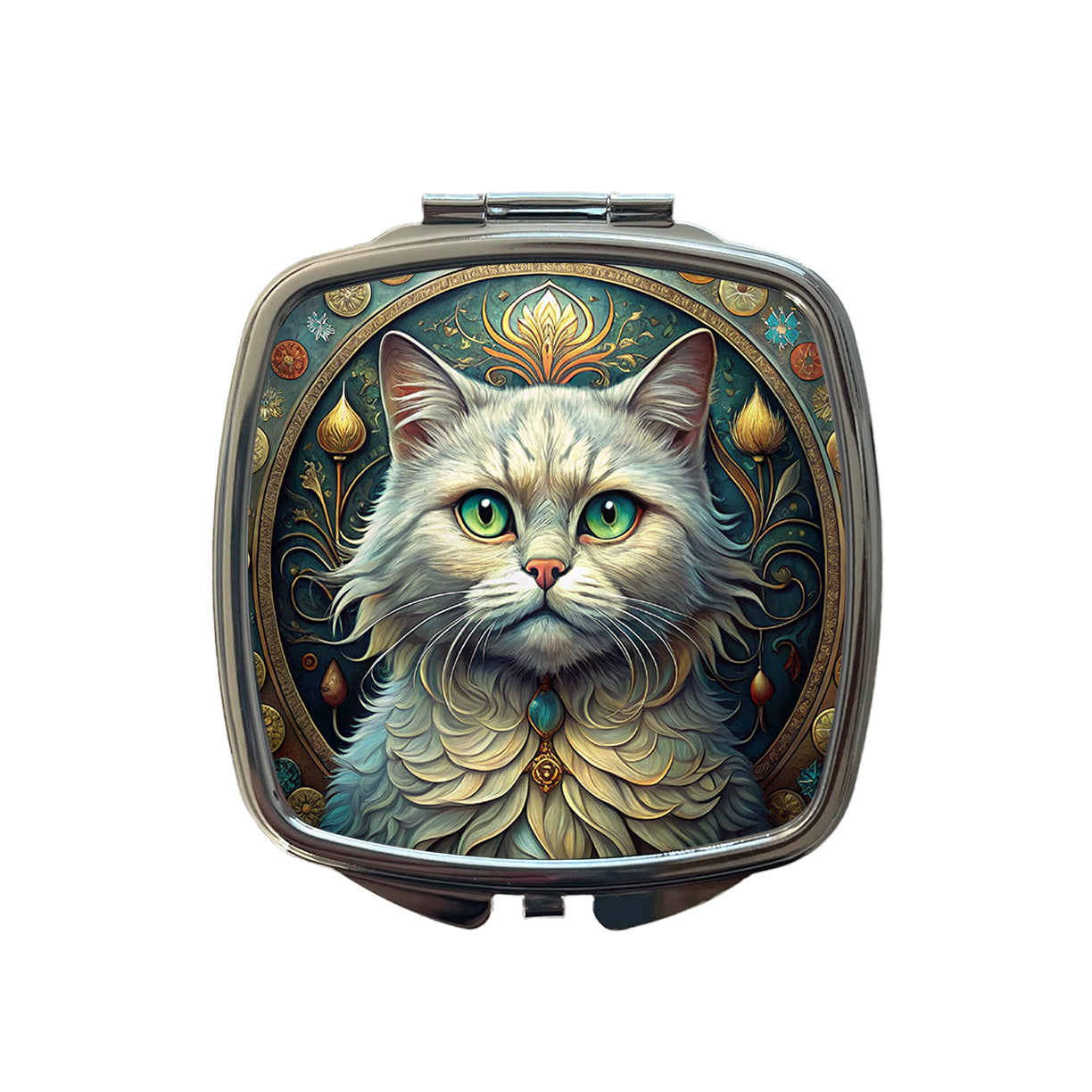 Persian Cat Art Nouveau Small Travel Purse Handbag Pocket Makeup Compact Mirror