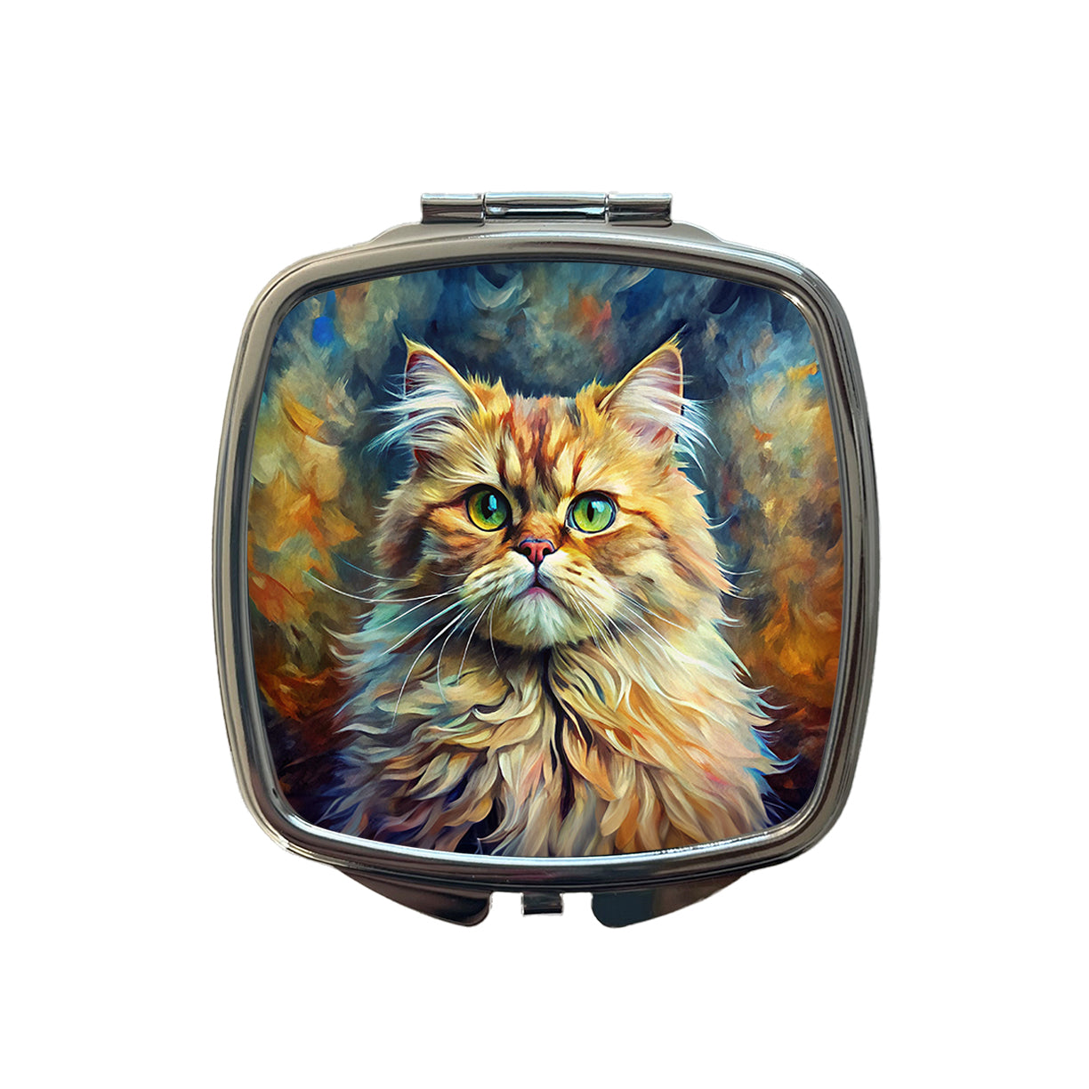 Persian Cat Expressionism Art Small Travel Purse Handbag Pocket Makeup Compact Mirror