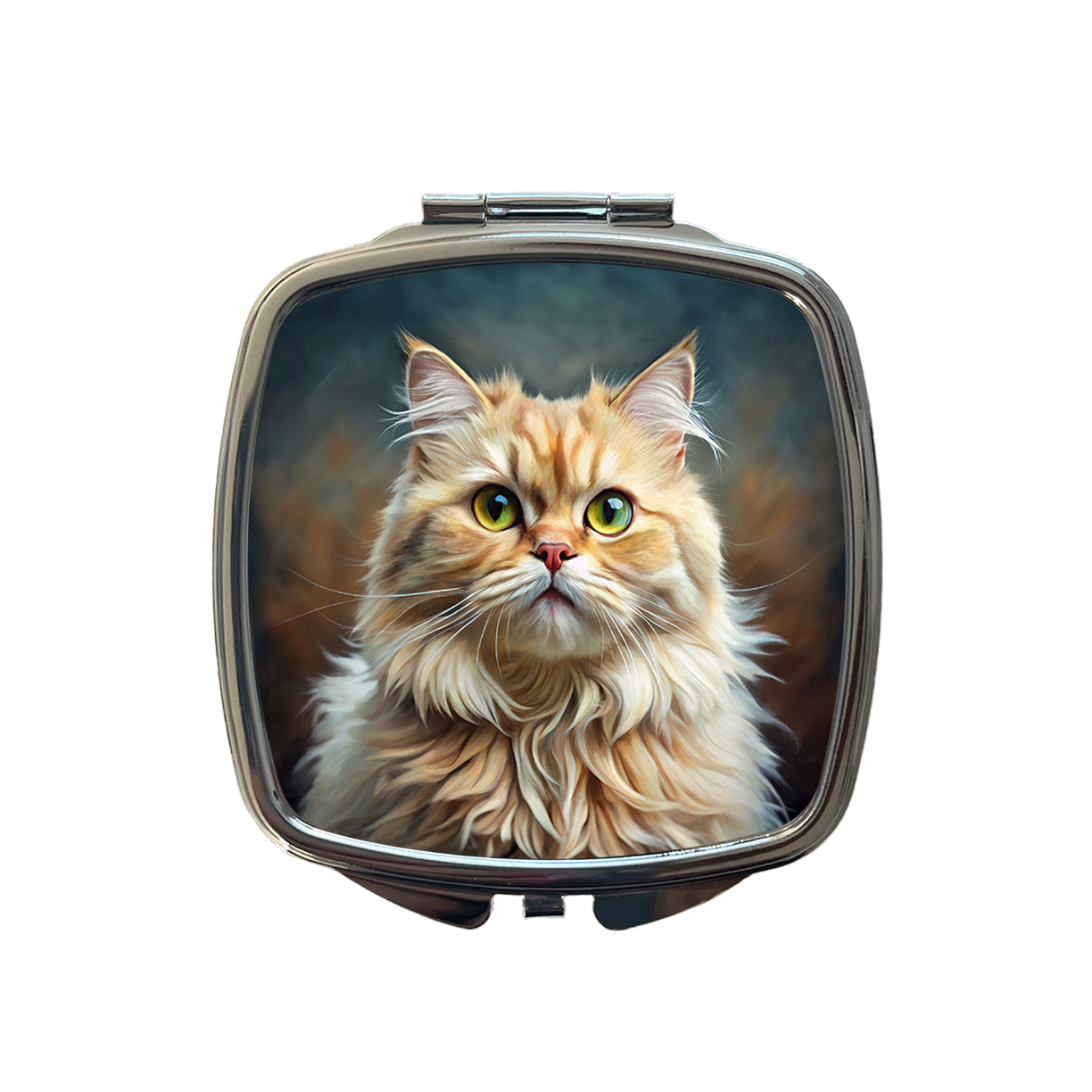 Persian Cat Illustration Small Travel Purse Handbag Pocket Makeup Compact Mirror