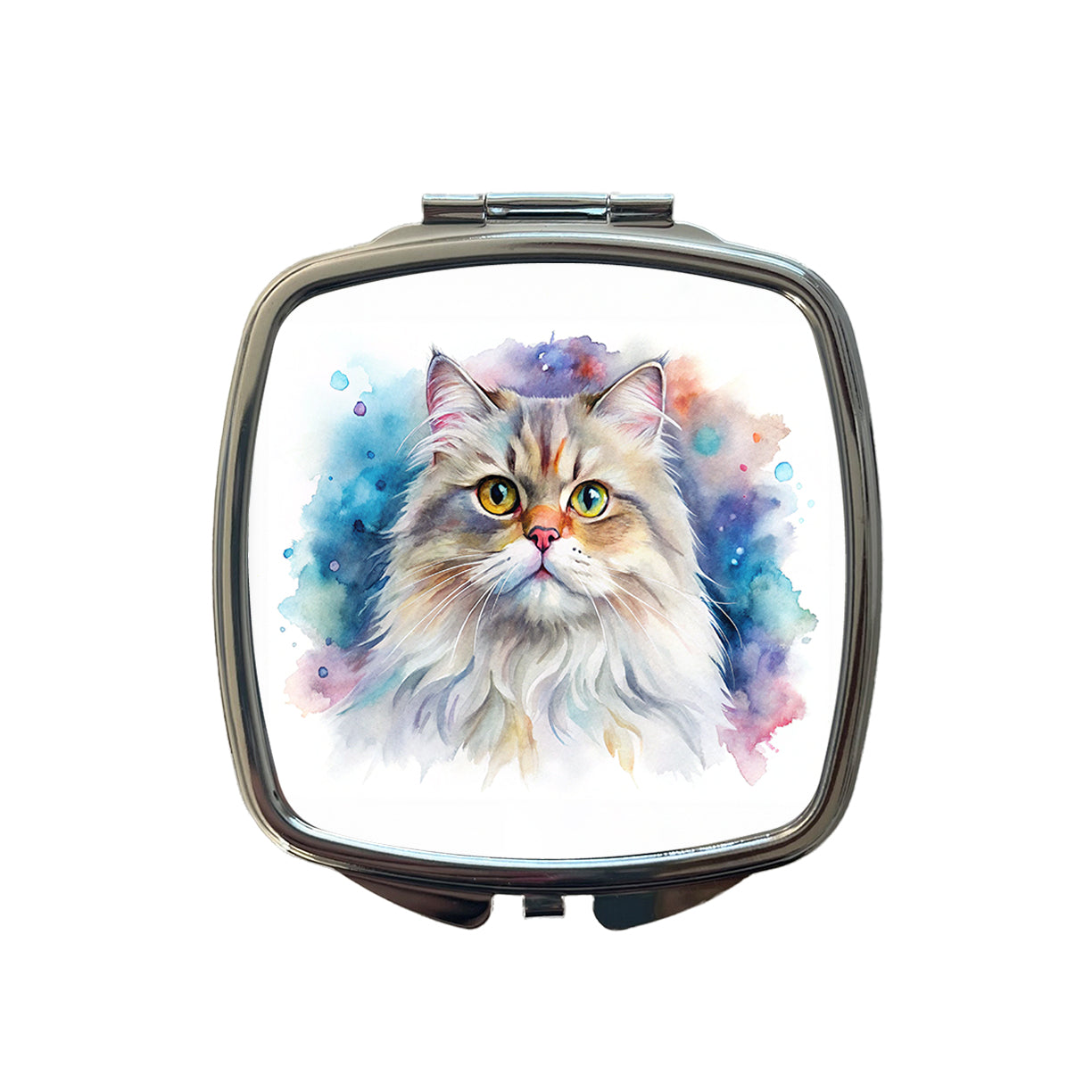 Persian Cat Watercolor Style Small Travel Purse Handbag Pocket Makeup Compact Mirror