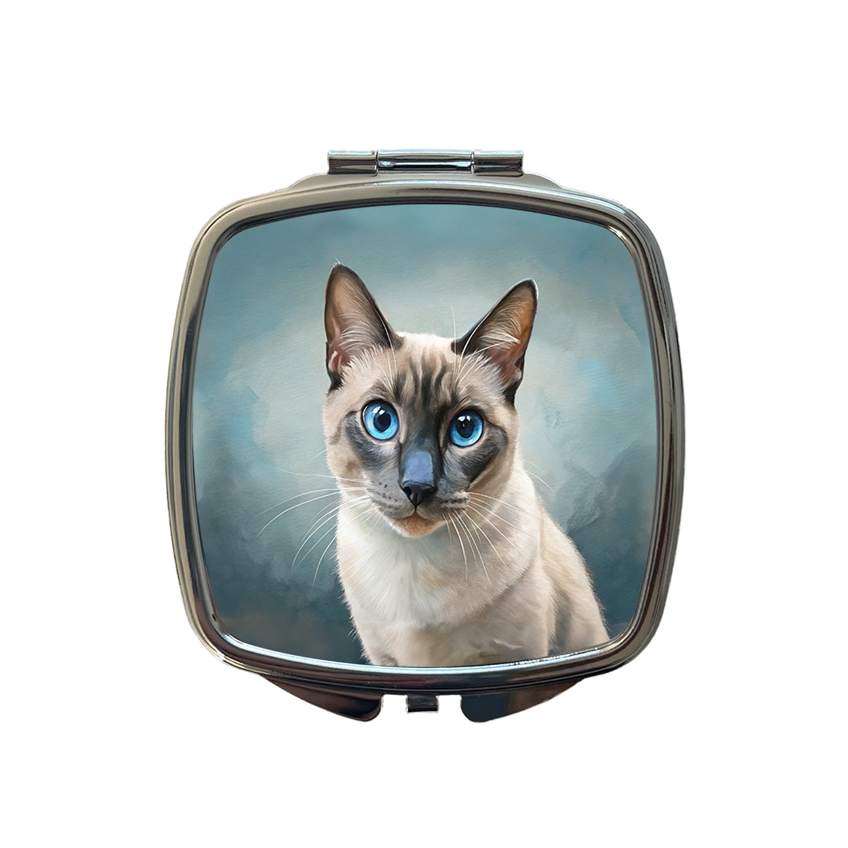 Siamese Cat Illustration Small Travel Purse Handbag Pocket Makeup Compact Mirror