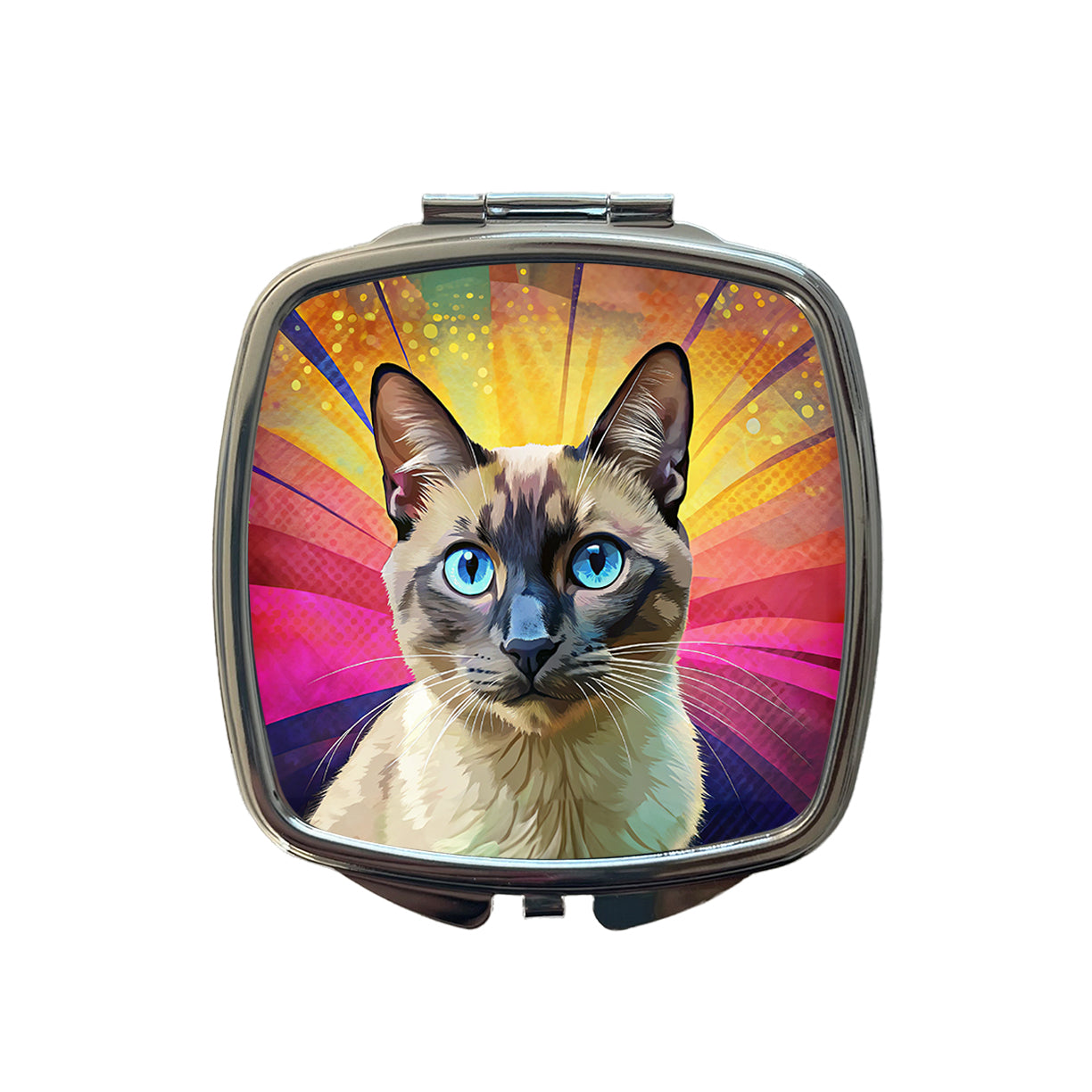 Siamese Cat Pop Art Small Travel Purse Handbag Pocket Makeup Compact Mirror