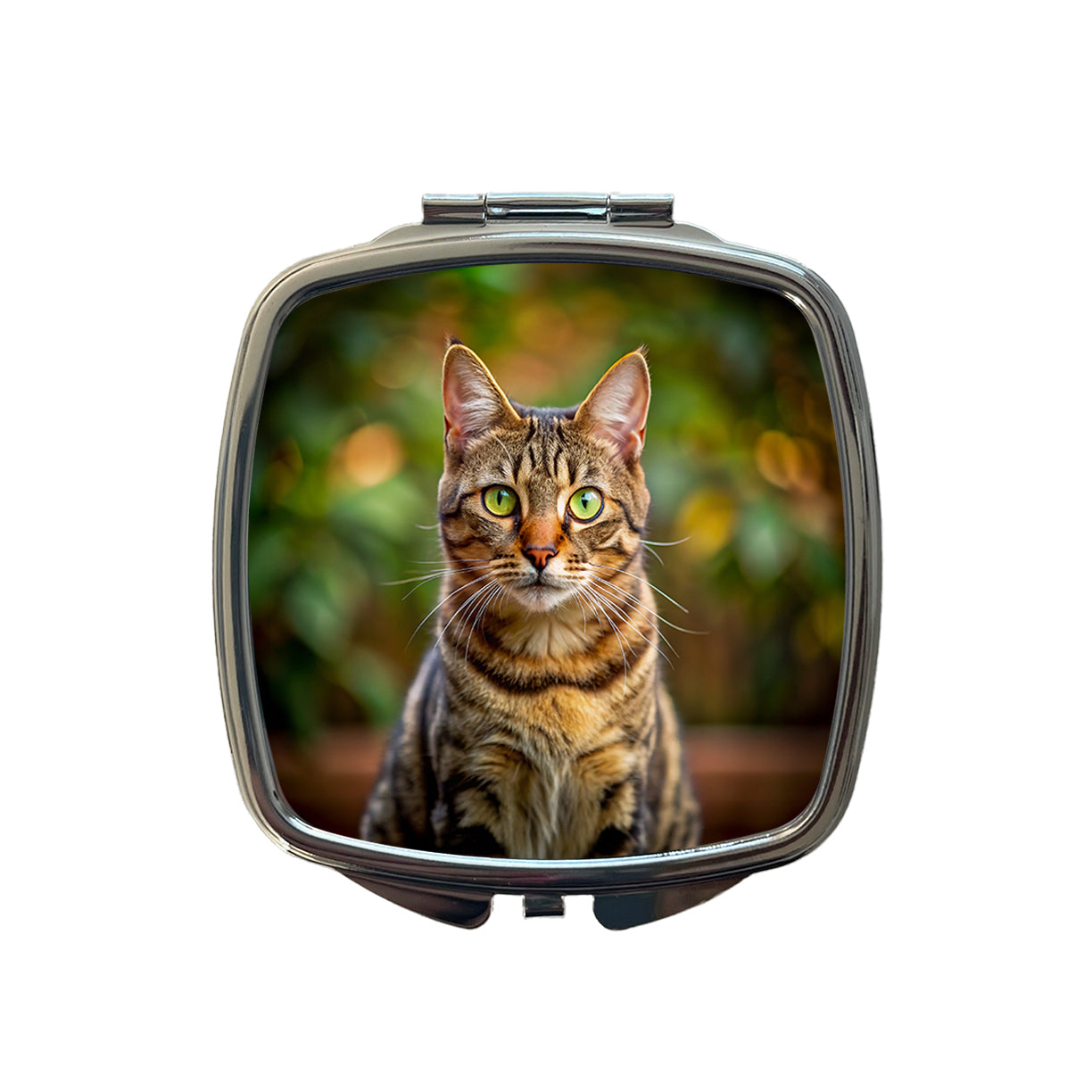 Tabby Cat Photo Small Travel Purse Handbag Pocket Makeup Compact Mirror