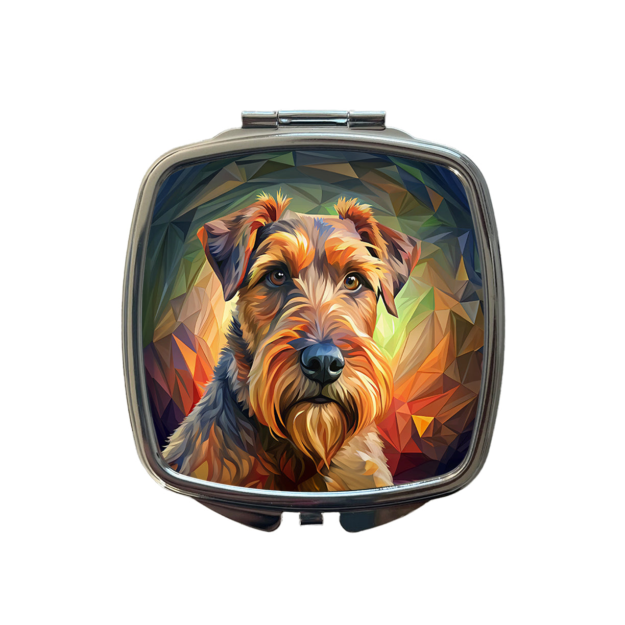 Airedale Terrier Dog Abstract Stylized Art Small Travel Purse Handbag Pocket Makeup Compact Mirror