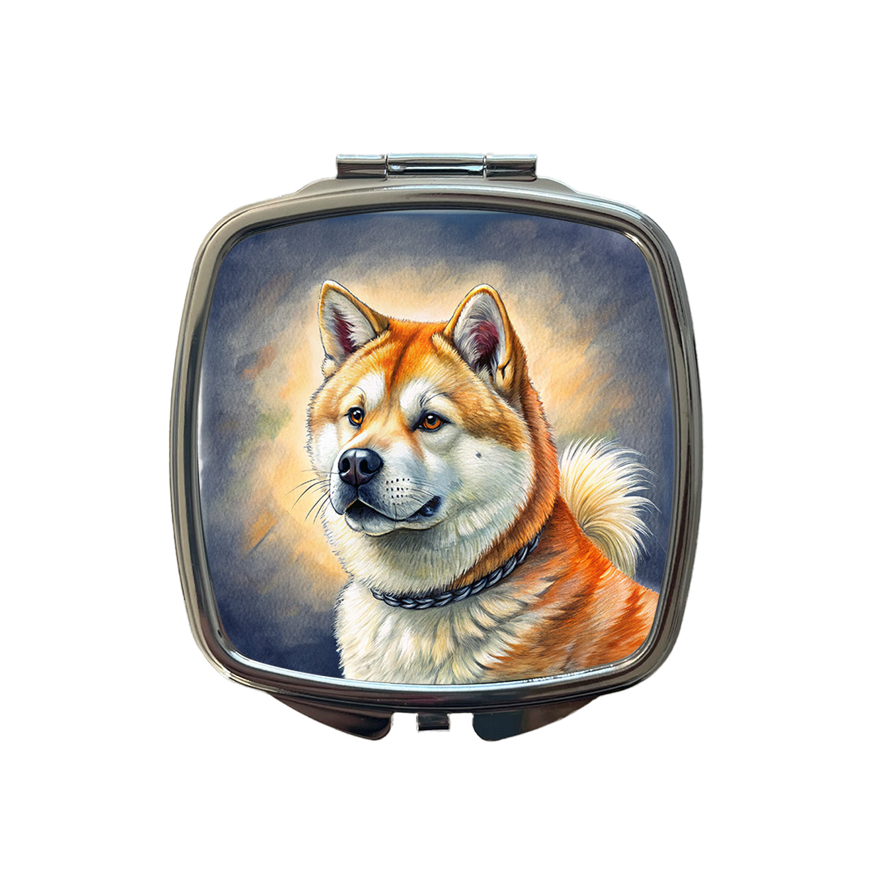 Akita Dog Illustration Small Travel Purse Handbag Pocket Makeup Compact Mirror