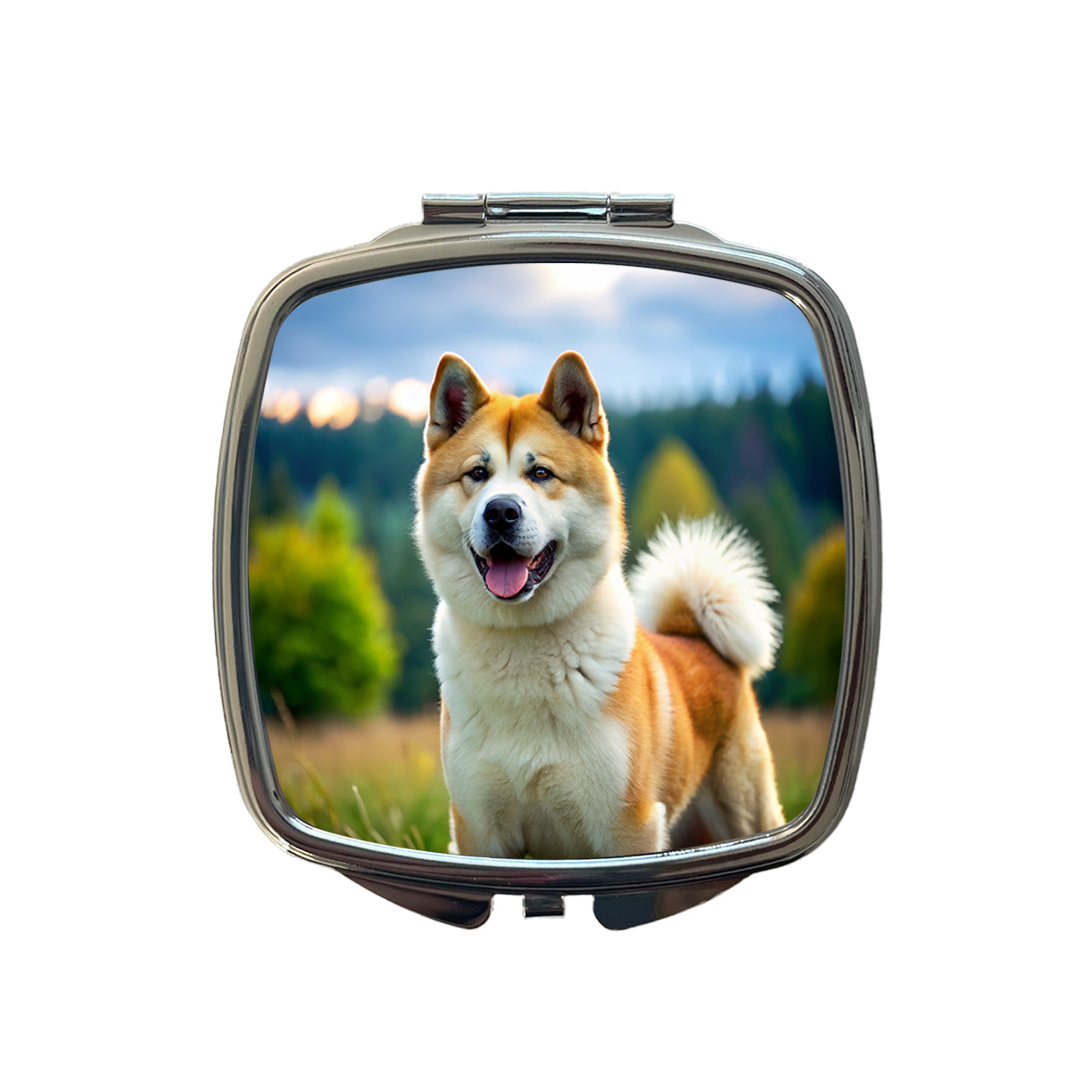 Akita Dog Photo Small Travel Purse Handbag Pocket Makeup Compact Mirror