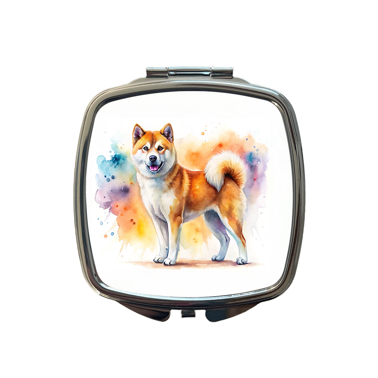 Akita Dog Watercolor Style Small Travel Purse Handbag Pocket Makeup Compact Mirror