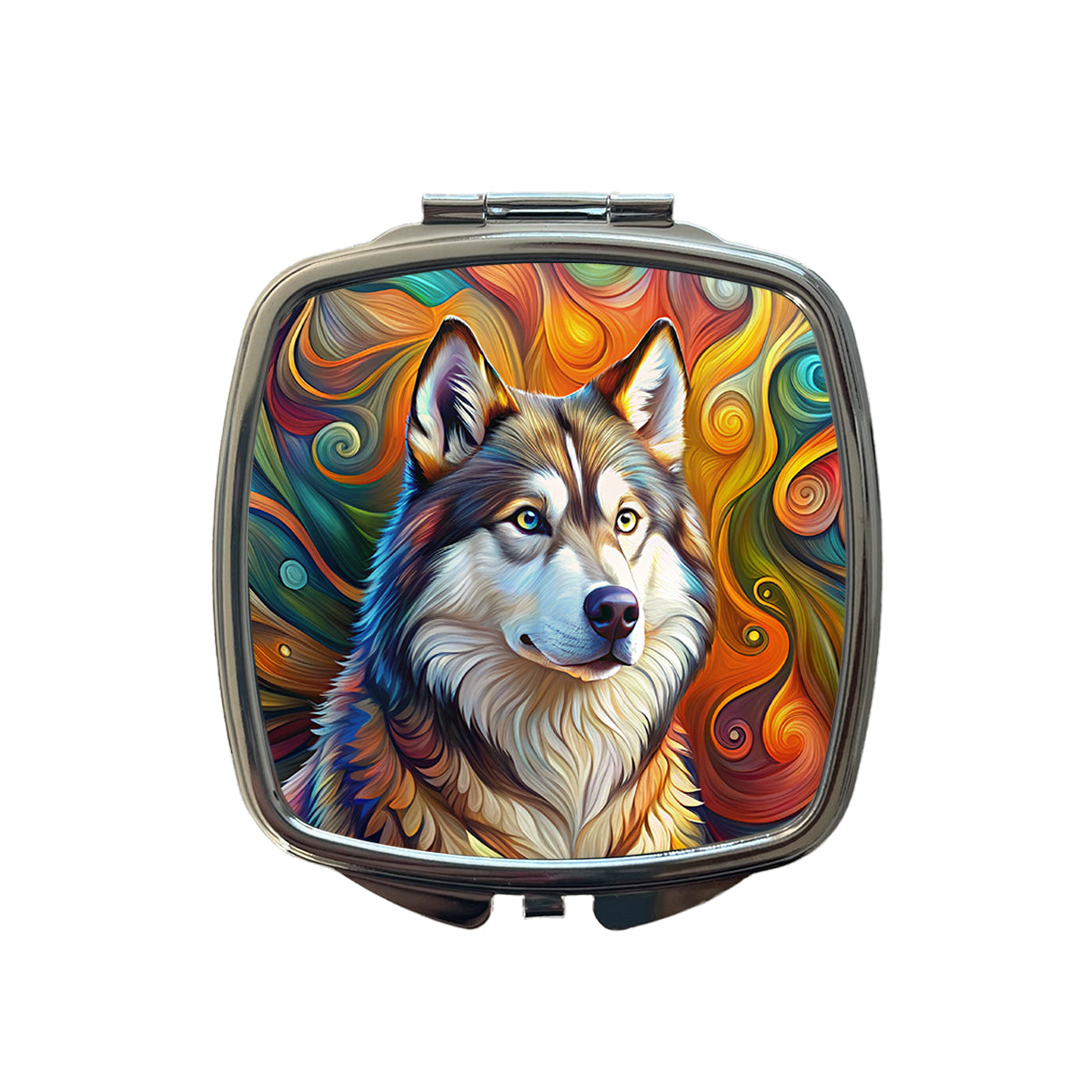 Alaskan Malamute Dog Abstract Art Small Travel Purse Handbag Pocket Makeup Compact Mirror