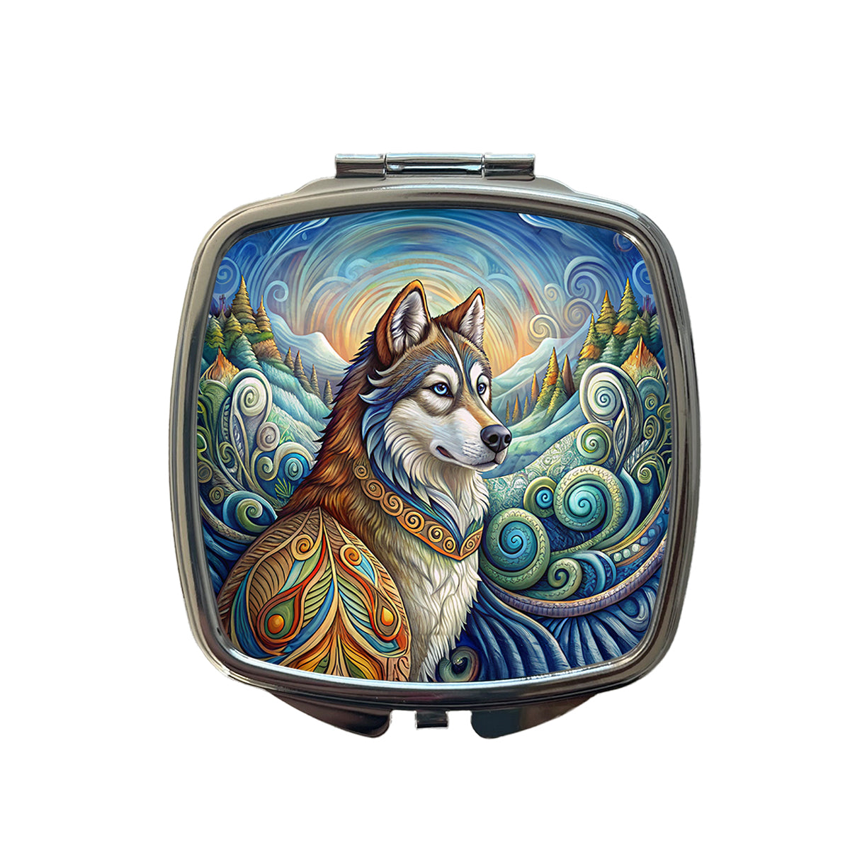 Alaskan Malamute Dog Art Nouveau Small Travel Purse Handbag Pocket Makeup Compact Mirror