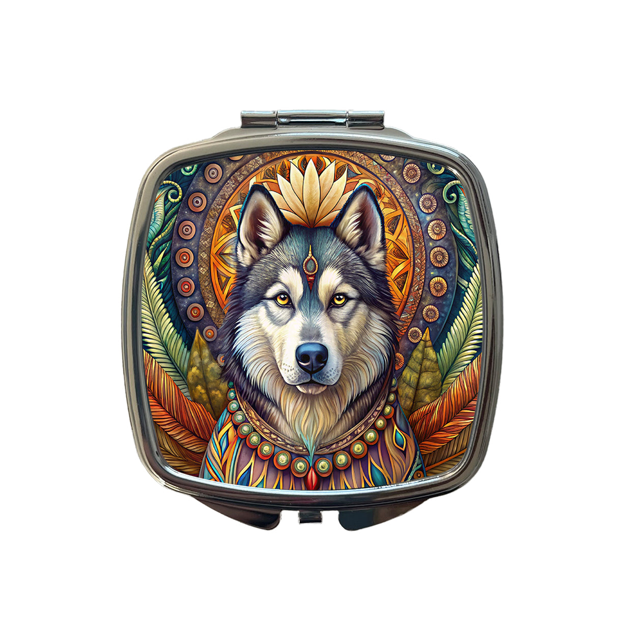 Alaskan Malamute Dog Bohemian Art Small Travel Purse Handbag Pocket Makeup Compact Mirror