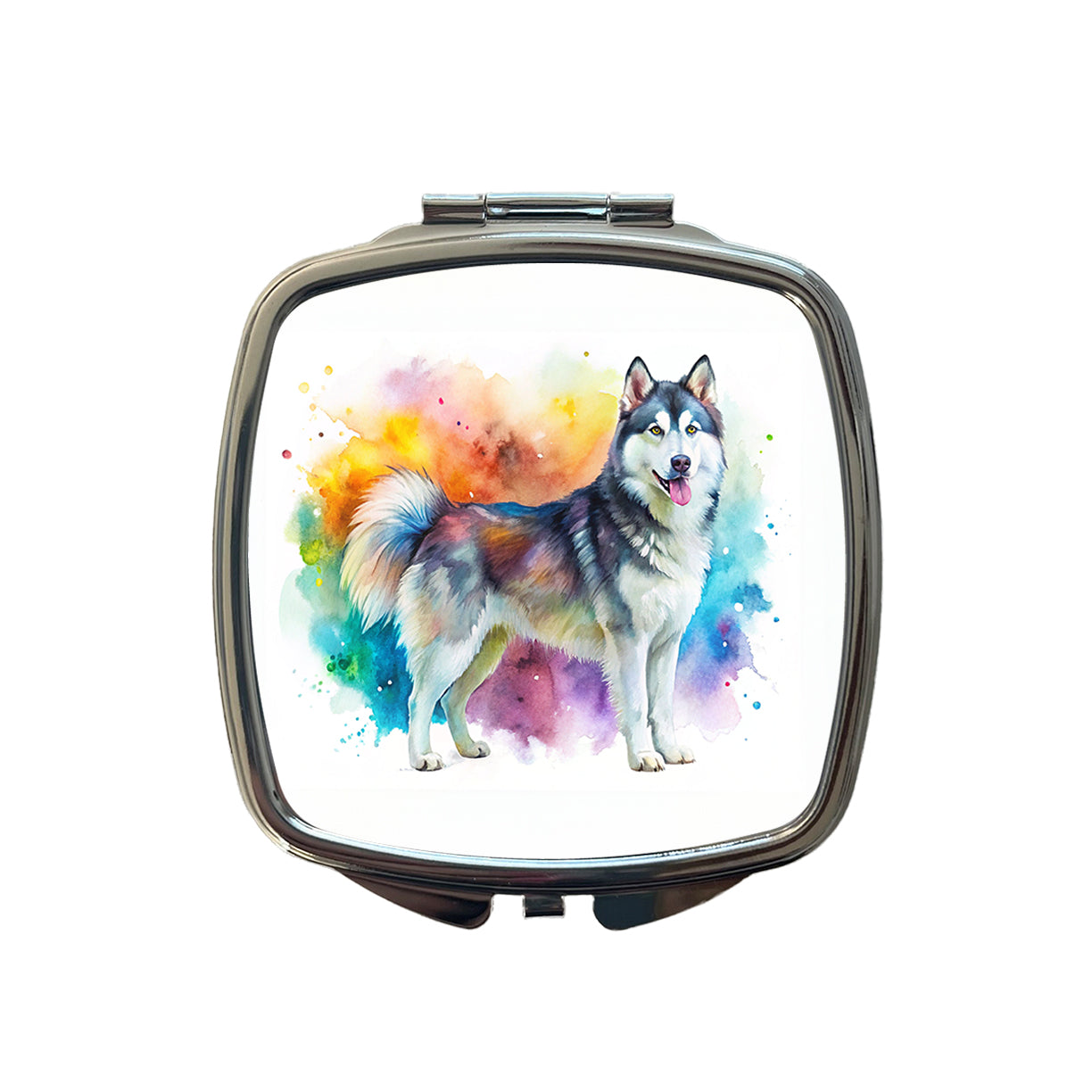 Alaskan Malamute Dog Watercolor Style Small Travel Purse Handbag Pocket Makeup Compact Mirror