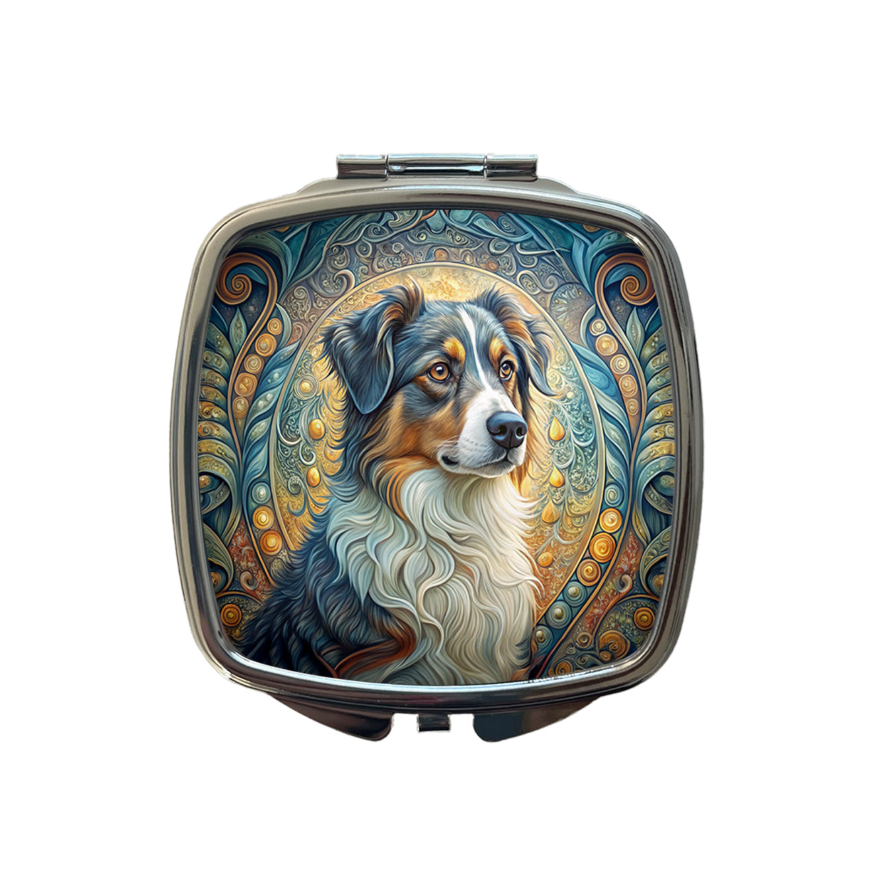 Australian Shepherd Dog Art Nouveau Small Travel Purse Handbag Pocket Makeup Compact Mirror