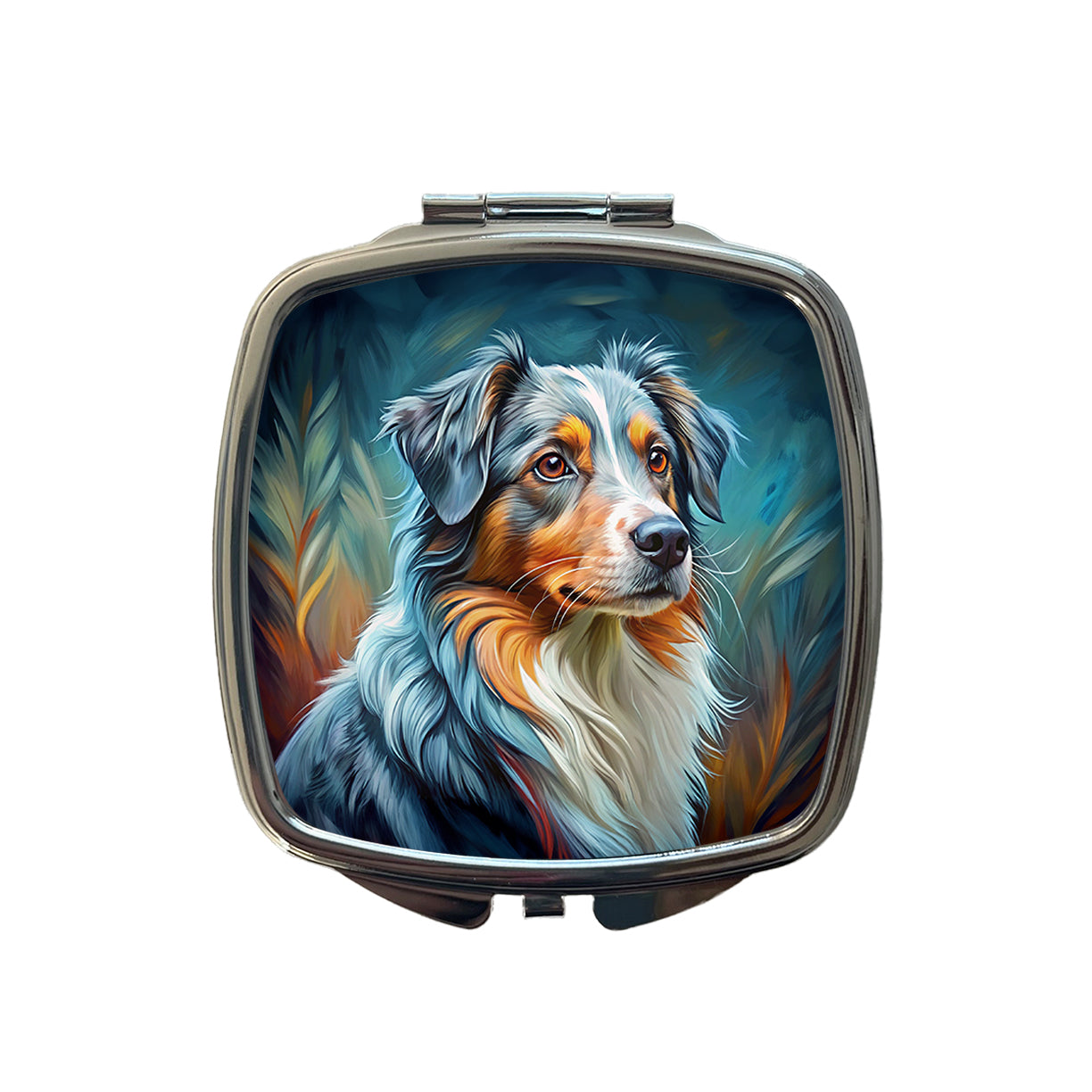 Australian Shepherd Dog Expressionism Art Small Travel Purse Handbag Pocket Makeup Compact Mirror