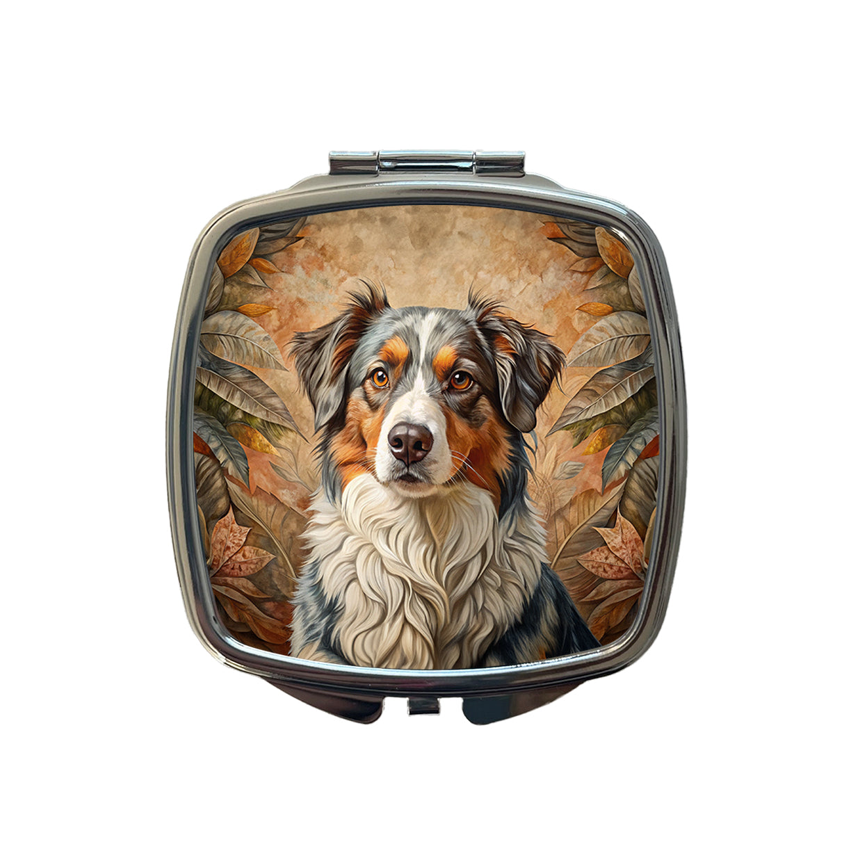 Australian Shepherd Dog French Bohemian Art Small Travel Purse Handbag Pocket Makeup Compact Mirror