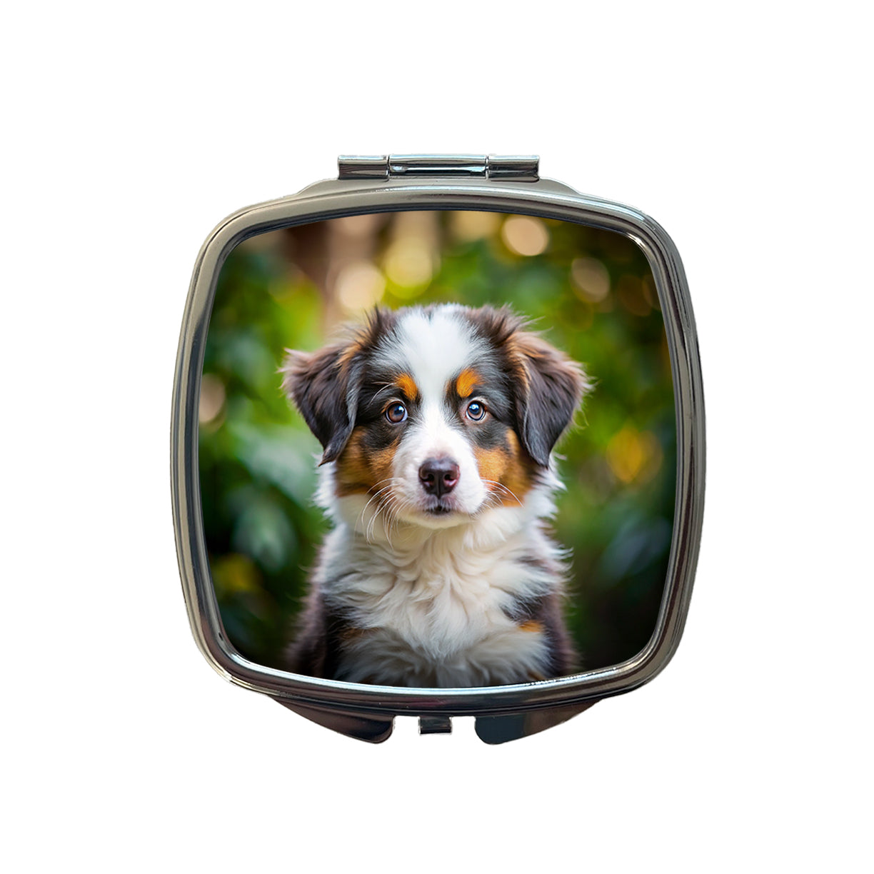Australian Shepherd Dog Puppy Photo Small Travel Purse Handbag Pocket Makeup Compact Mirror