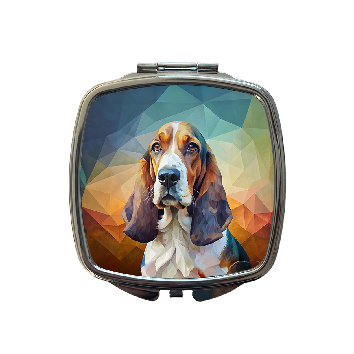 Basset Hound Dog Contemporary Art Small Travel Purse Handbag Pocket Makeup Compact Mirror