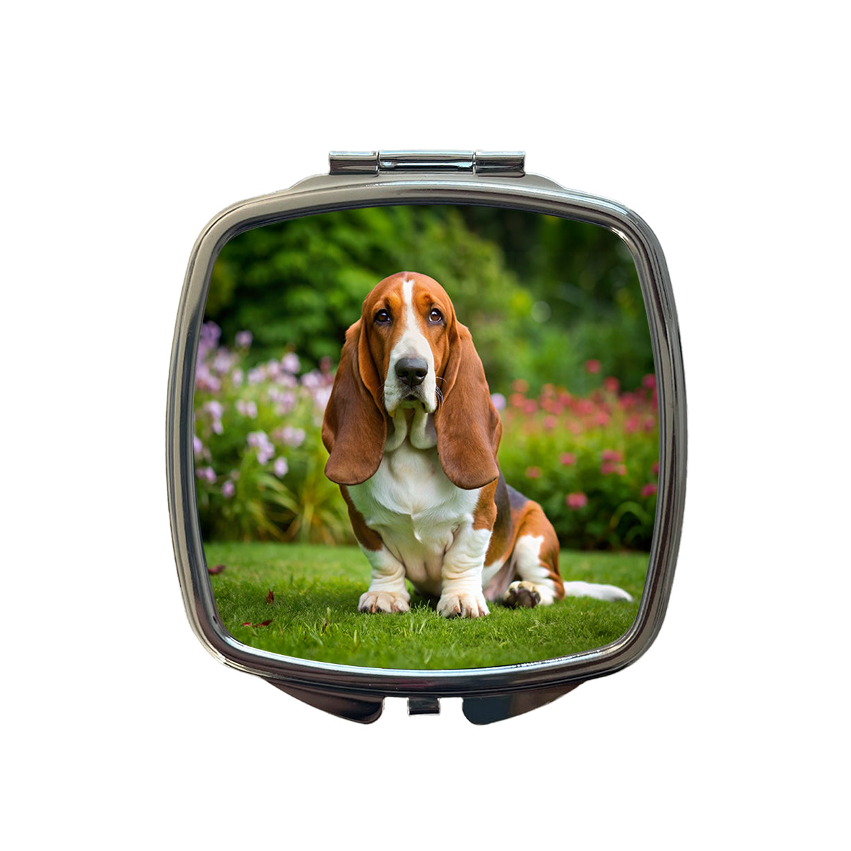 Basset Hound Dog Photo Small Travel Purse Handbag Pocket Makeup Compact Mirror
