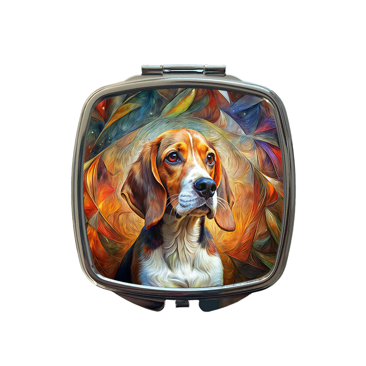 Beagle Dog Abstract Art Small Travel Purse Handbag Pocket Makeup Compact Mirror