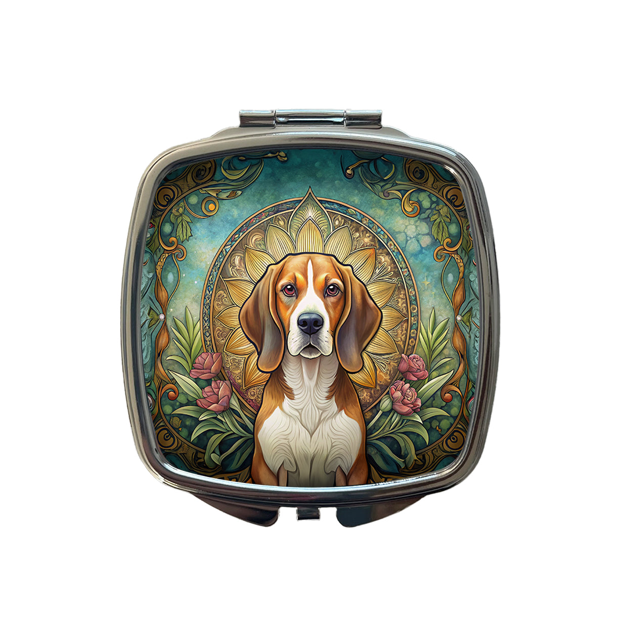 Beagle Dog Art Nouveau Small Travel Purse Handbag Pocket Makeup Compact Mirror