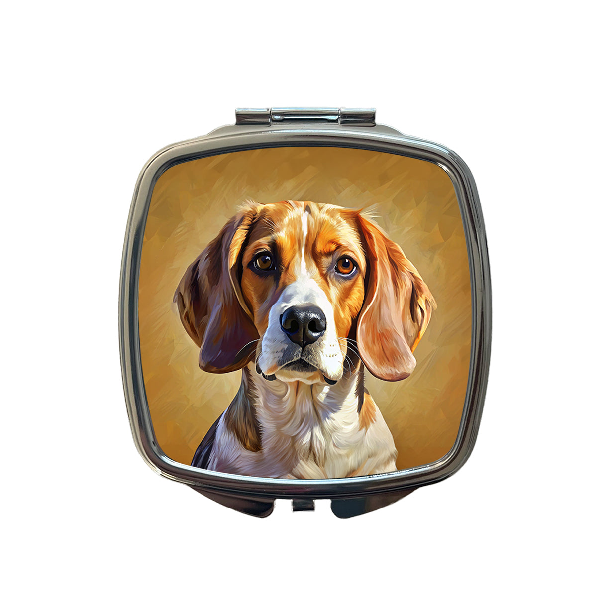 Beagle Dog Illustration Small Travel Purse Handbag Pocket Makeup Compact Mirror