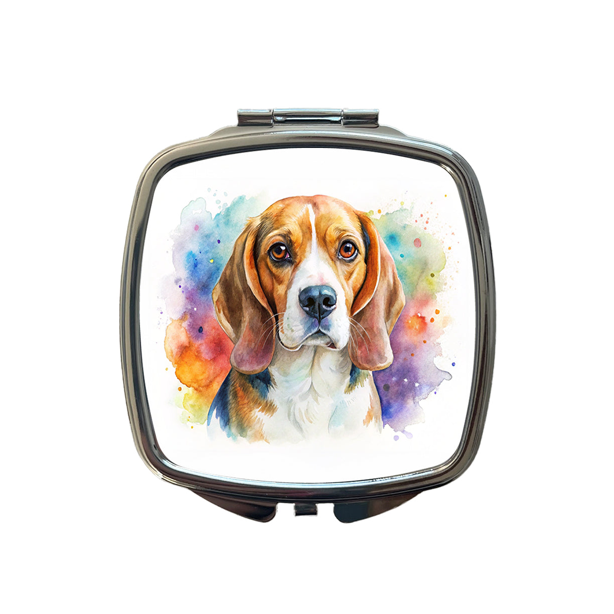 Beagle Dog Watercolor Style Small Travel Purse Handbag Pocket Makeup Compact Mirror