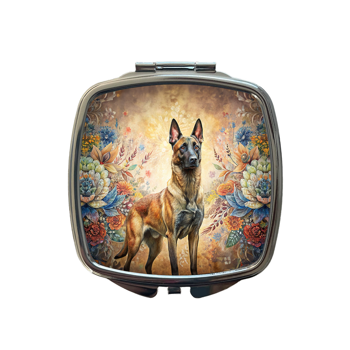 Belgian Malinois Dog French Bohemian Art Small Travel Purse Handbag Pocket Makeup Compact Mirror