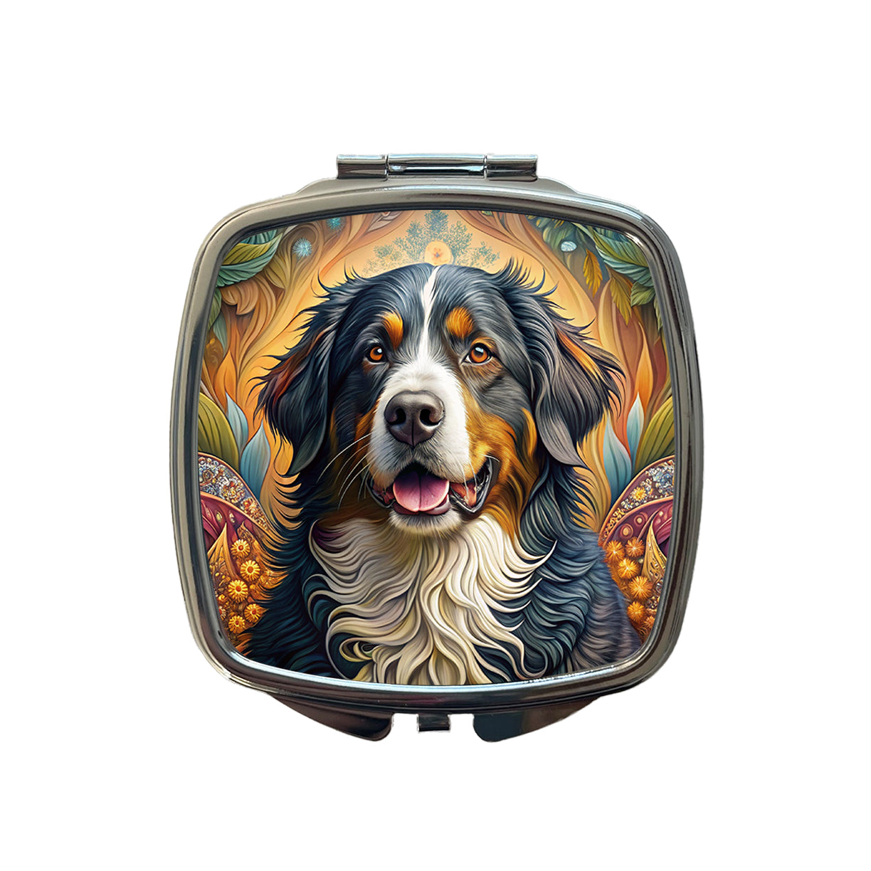 Bernese Mountain Dog Bohemian Art Small Travel Purse Handbag Pocket Makeup Compact Mirror