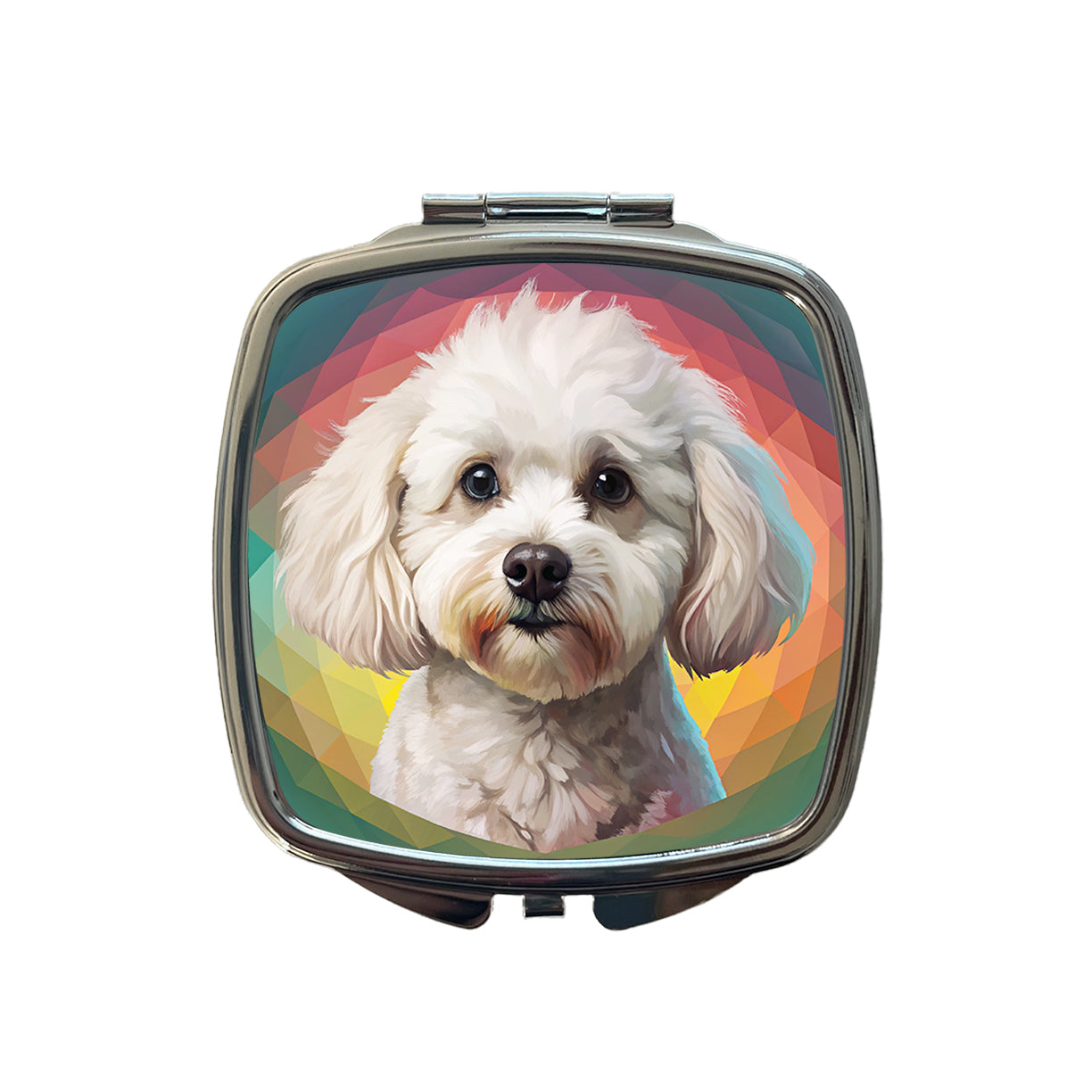 Bichon Frise Dog Contemporary Art Small Travel Purse Handbag Pocket Makeup Compact Mirror