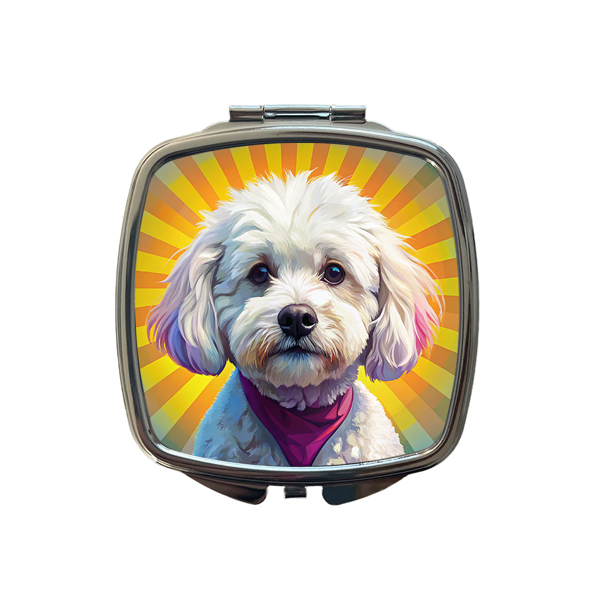 Bichon Frise Dog Pop Art Small Travel Purse Handbag Pocket Makeup Compact Mirror