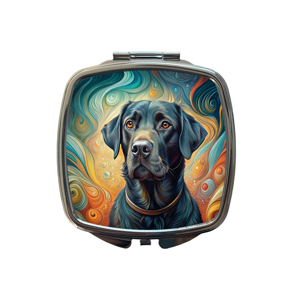 Black Labrador Retriever Dog Abstract Art Small Travel Purse Handbag Pocket Makeup Compact Mirror