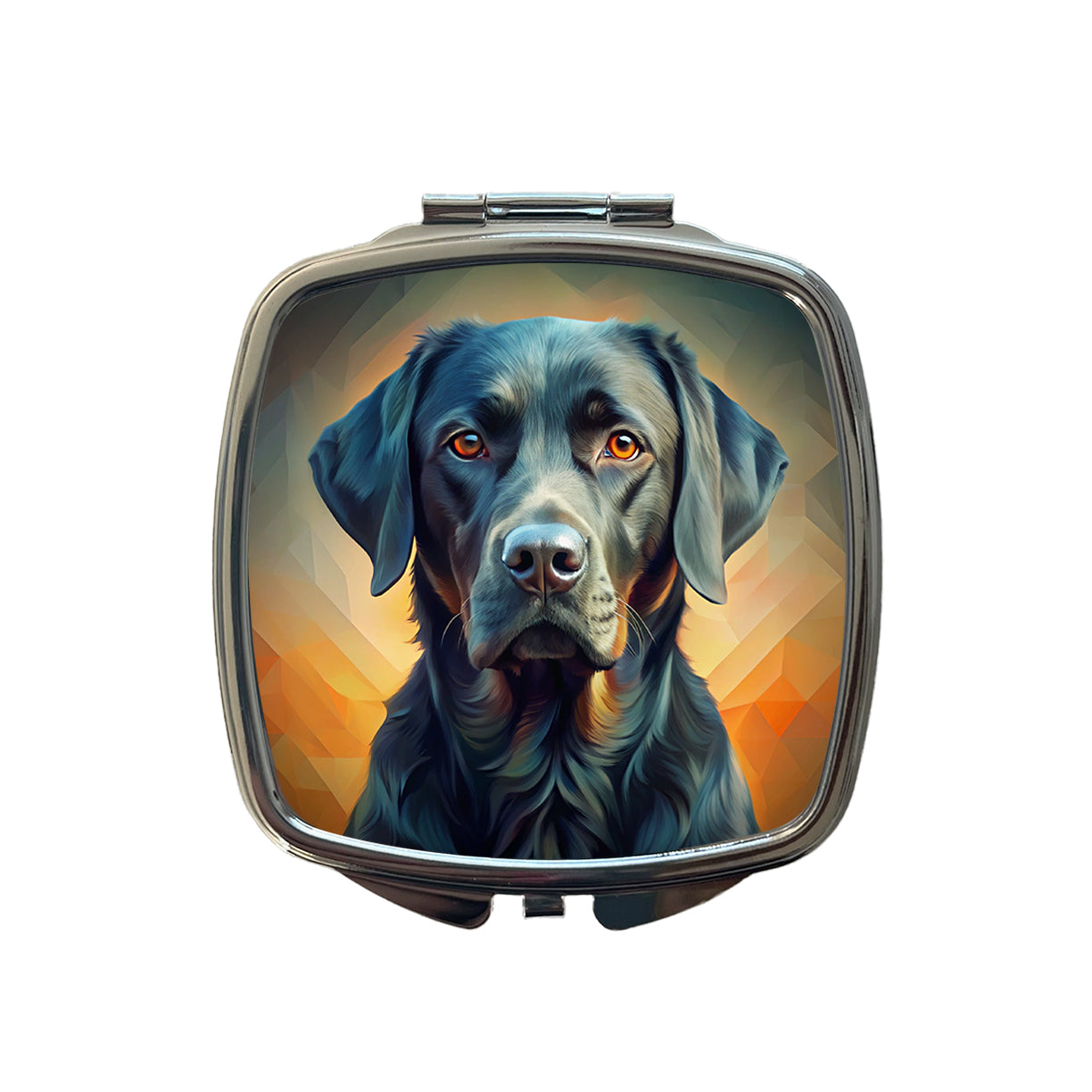 Black Labrador Retriever Dog Abstract Stylized Art Small Travel Purse Handbag Pocket Makeup Compact Mirror
